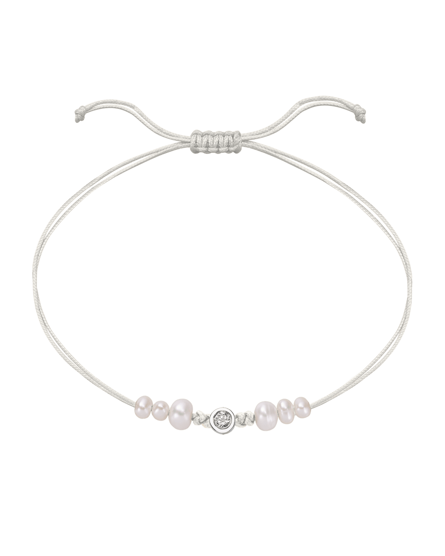 Six Natural Pearl String of Love Bracelet - 14K White Gold Bracelet 14K Solid Gold Pearl Medium: 0.04ct 