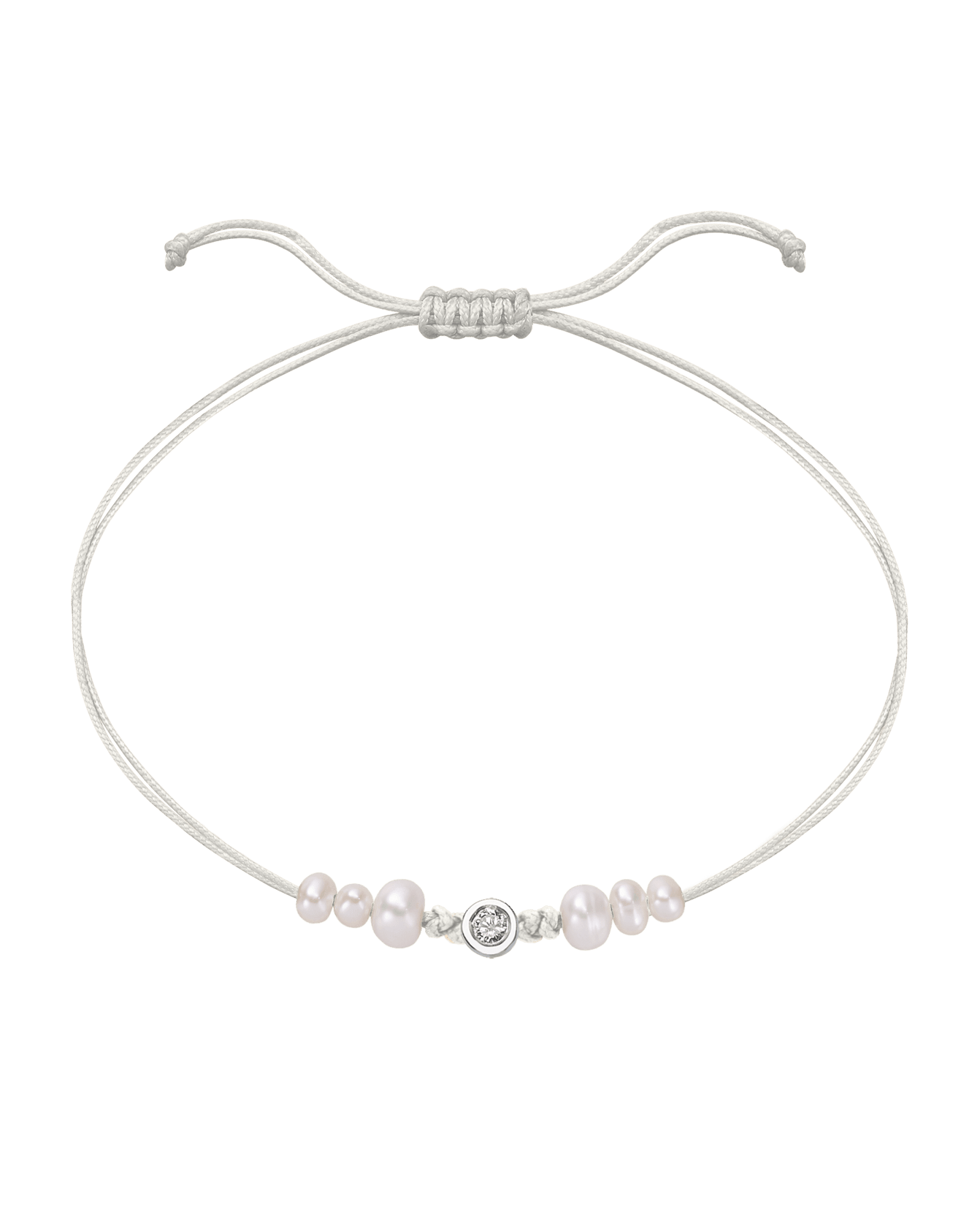 Six Natural Pearl String of Love Bracelet - 14K White Gold Bracelet 14K Solid Gold Pearl Medium: 0.04ct 