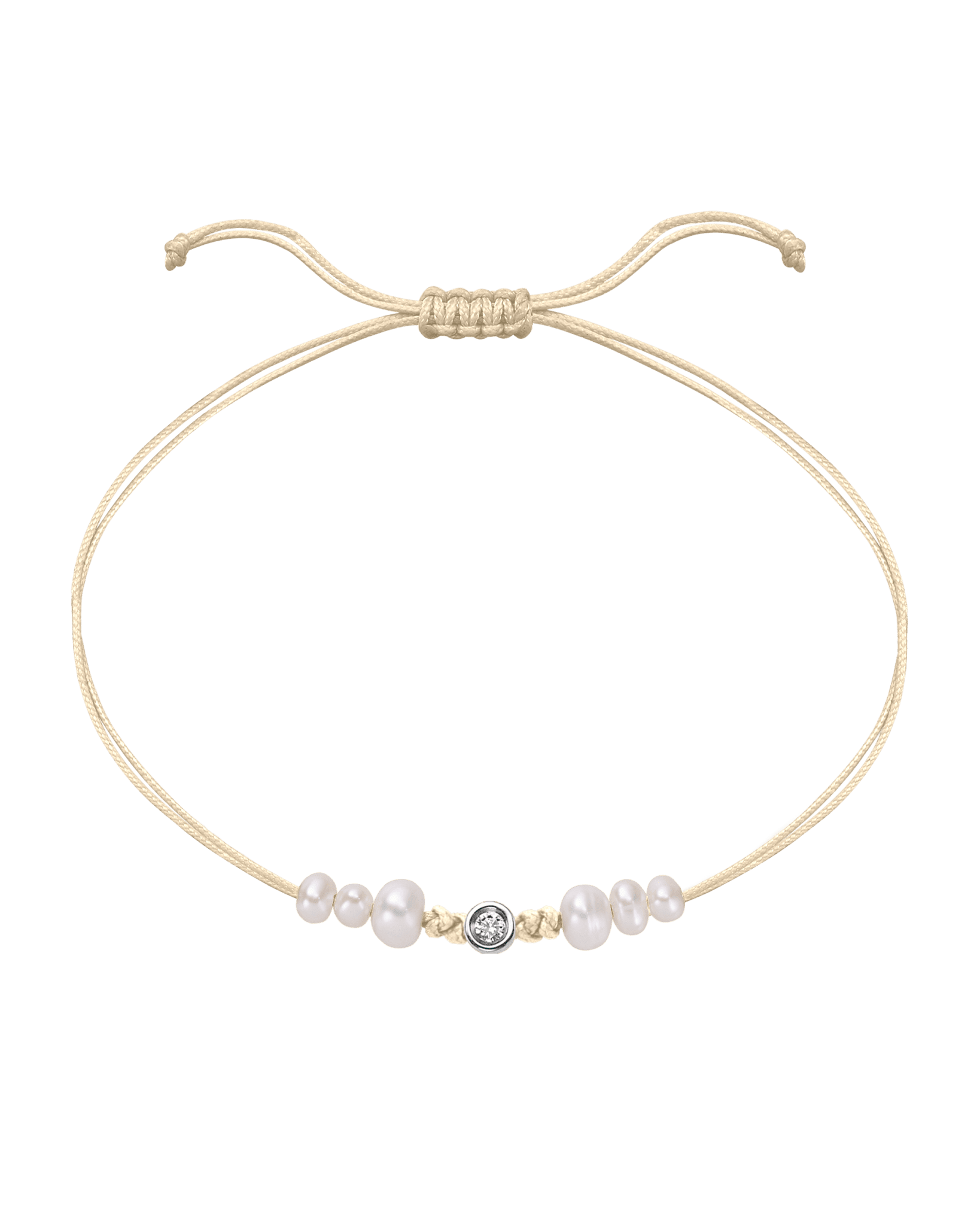 Six Natural Pearl String of Love Bracelet - 14K White Gold Bracelet 14K Solid Gold Beige Small: 0.03ct 