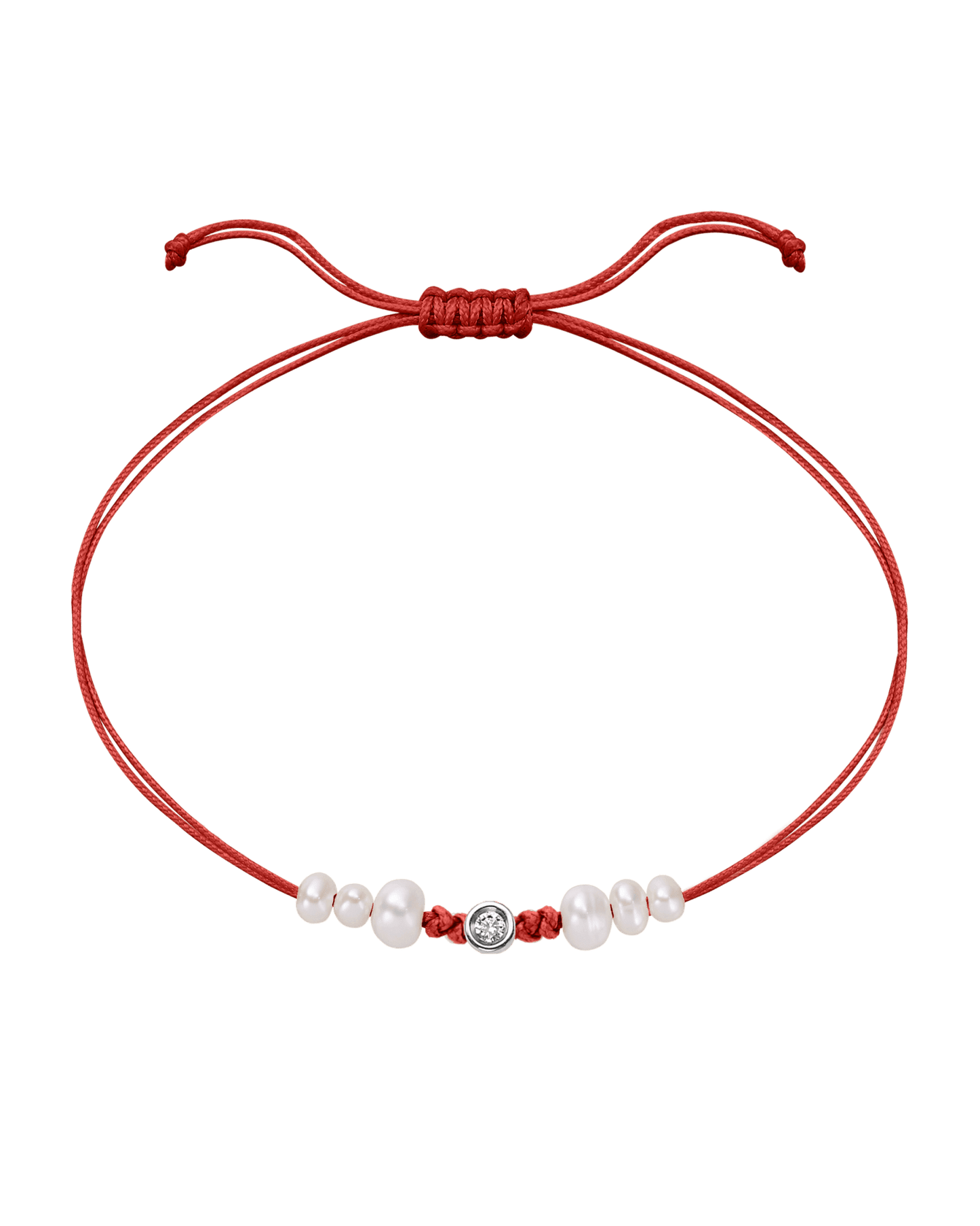 Six Natural Pearl String of Love Bracelet - 14K White Gold Bracelet 14K Solid Gold Red Small: 0.03ct 