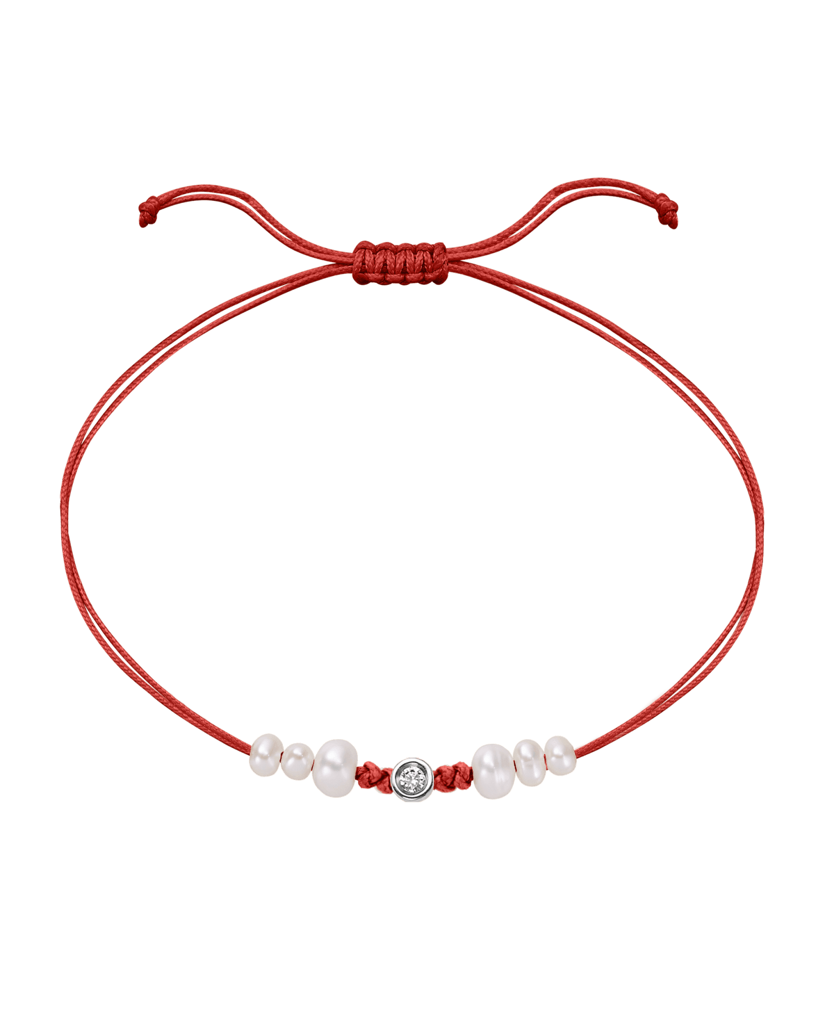 Six Natural Pearl String of Love Bracelet - 14K White Gold Bracelet 14K Solid Gold Red Small: 0.03ct 