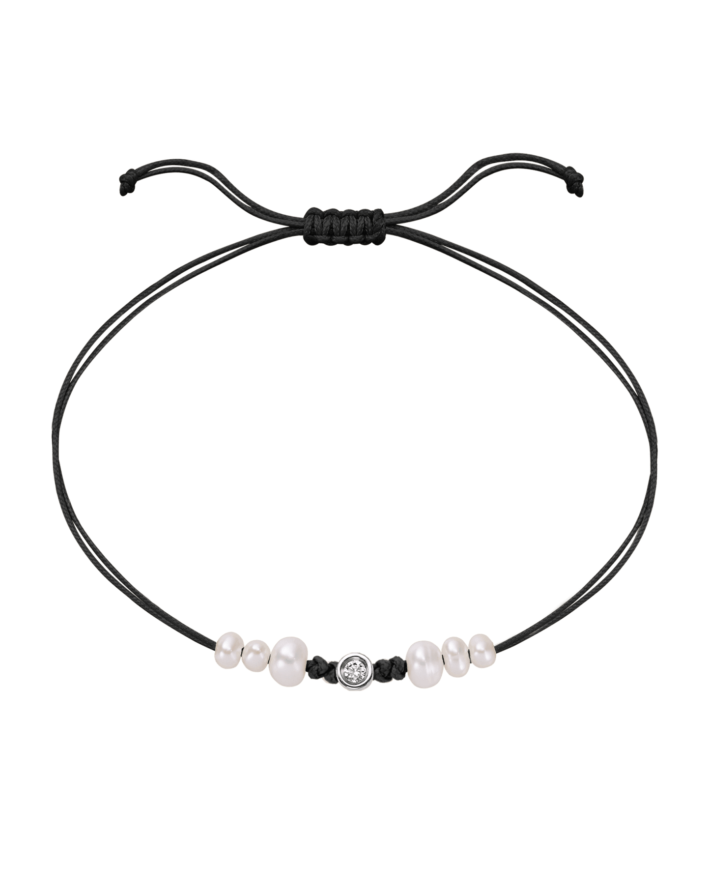 Six Natural Pearl String of Love Bracelet - 14K White Gold Bracelet 14K Solid Gold Black Small: 0.03ct 
