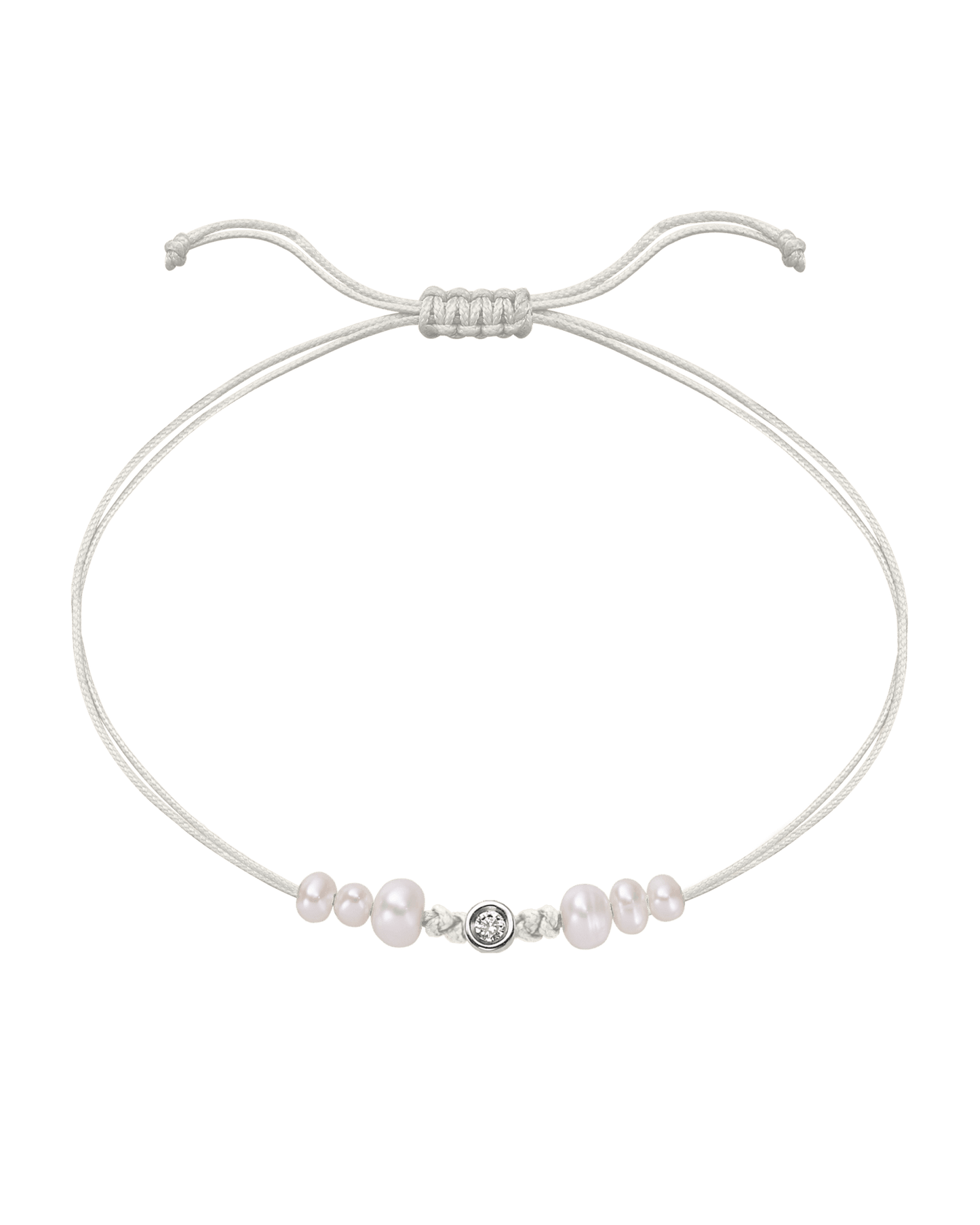 Six Natural Pearl String of Love Bracelet - 14K White Gold Bracelet 14K Solid Gold Pearl Small: 0.03ct 