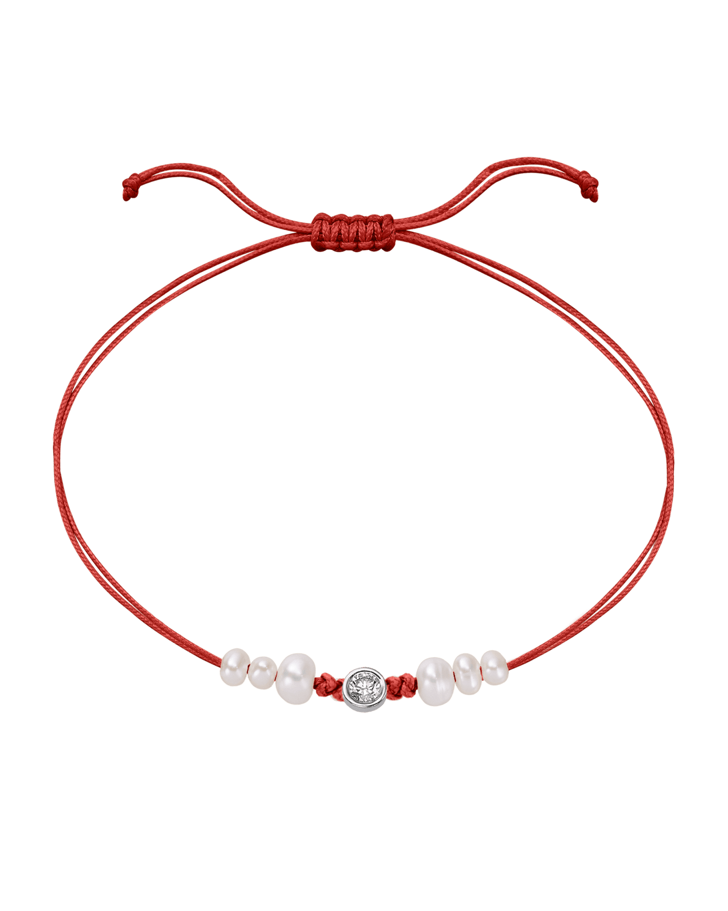 Six Natural Pearl String of Love Bracelet - 14K White Gold Bracelet 14K Solid Gold Red Large: 0.1ct 