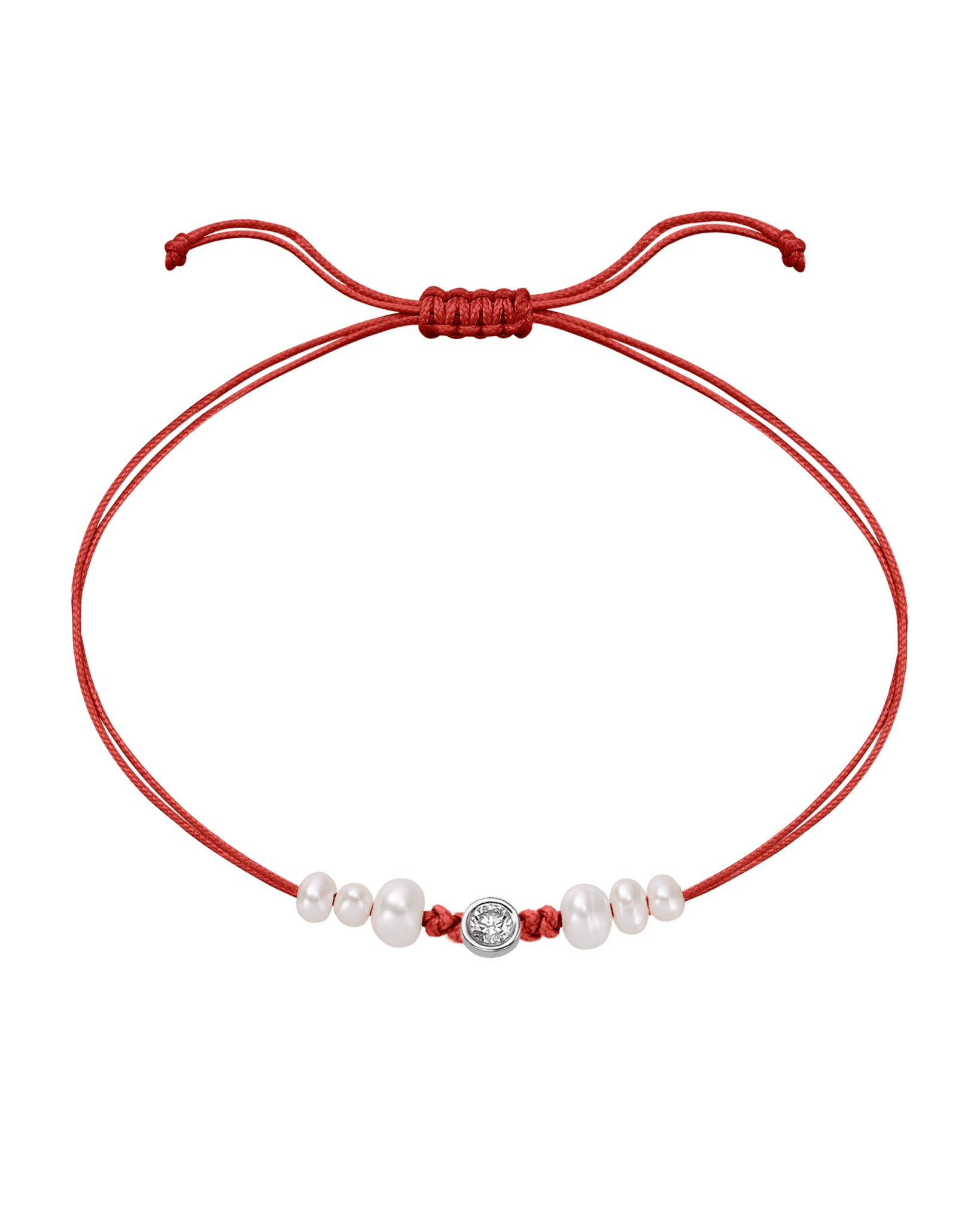 Six Natural Pearl String of Love Bracelet - 14K White Gold Bracelet 14K Solid Gold Red Large: 0.1ct 