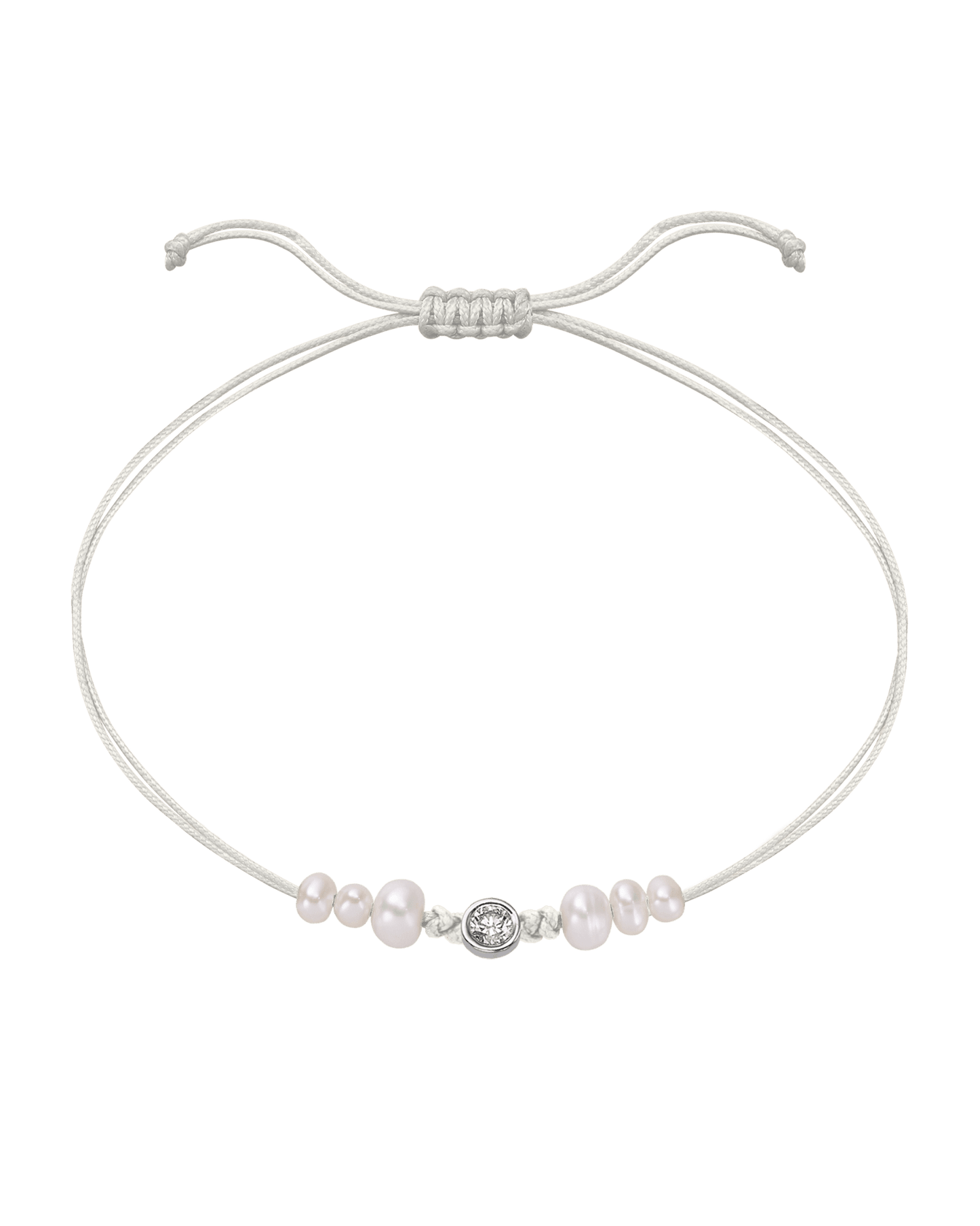 Six Natural Pearl String of Love Bracelet - 14K White Gold Bracelet 14K Solid Gold Pearl Large: 0.1ct 