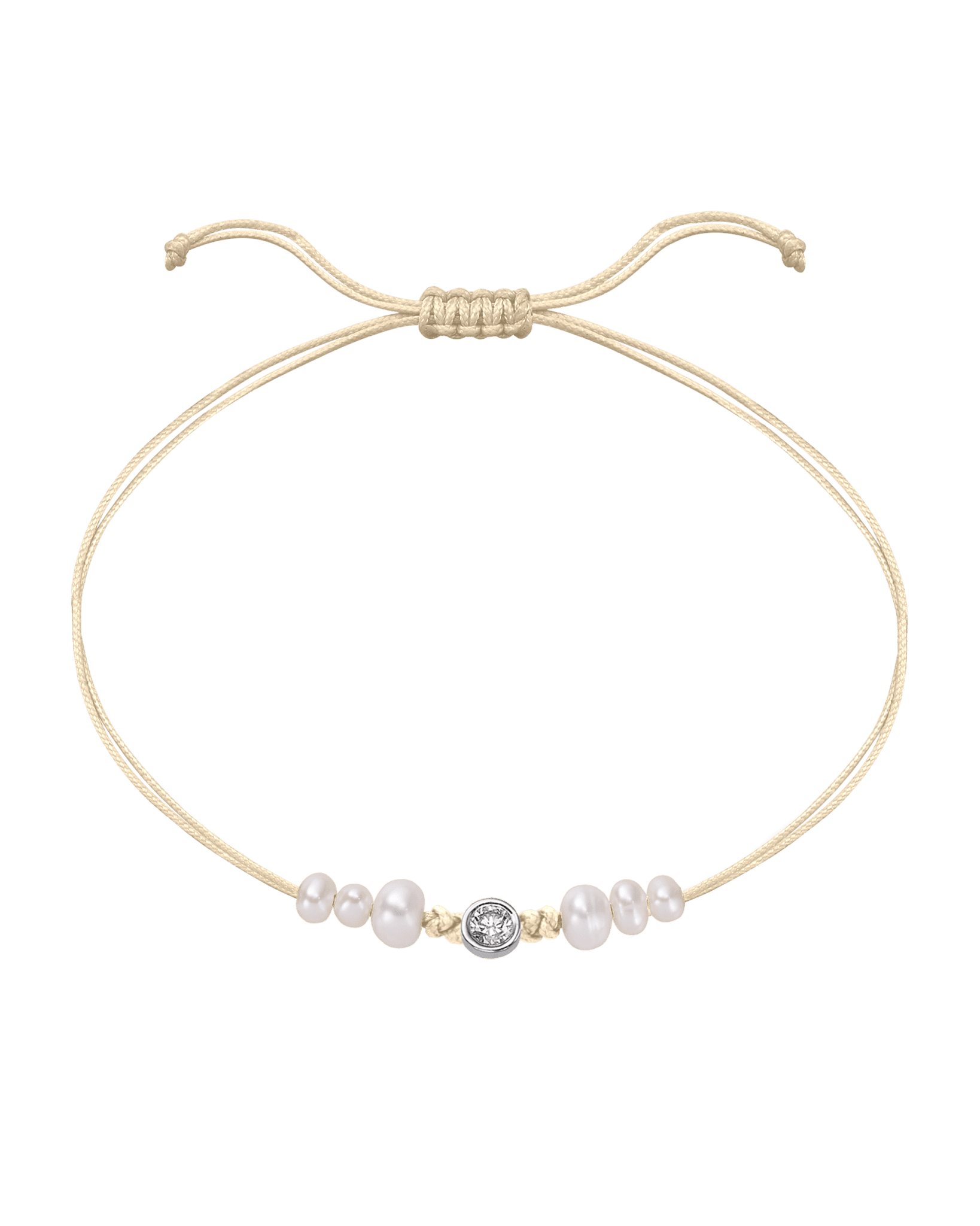 Six Natural Pearl String of Love Bracelet - 14K White Gold Bracelet 14K Solid Gold Beige Large: 0.1ct 