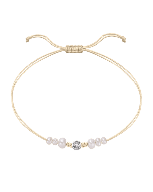 Six Natural Pearl String of Love Bracelet - 14K White Gold Bracelet 14K Solid Gold Beige Large: 0.1ct 