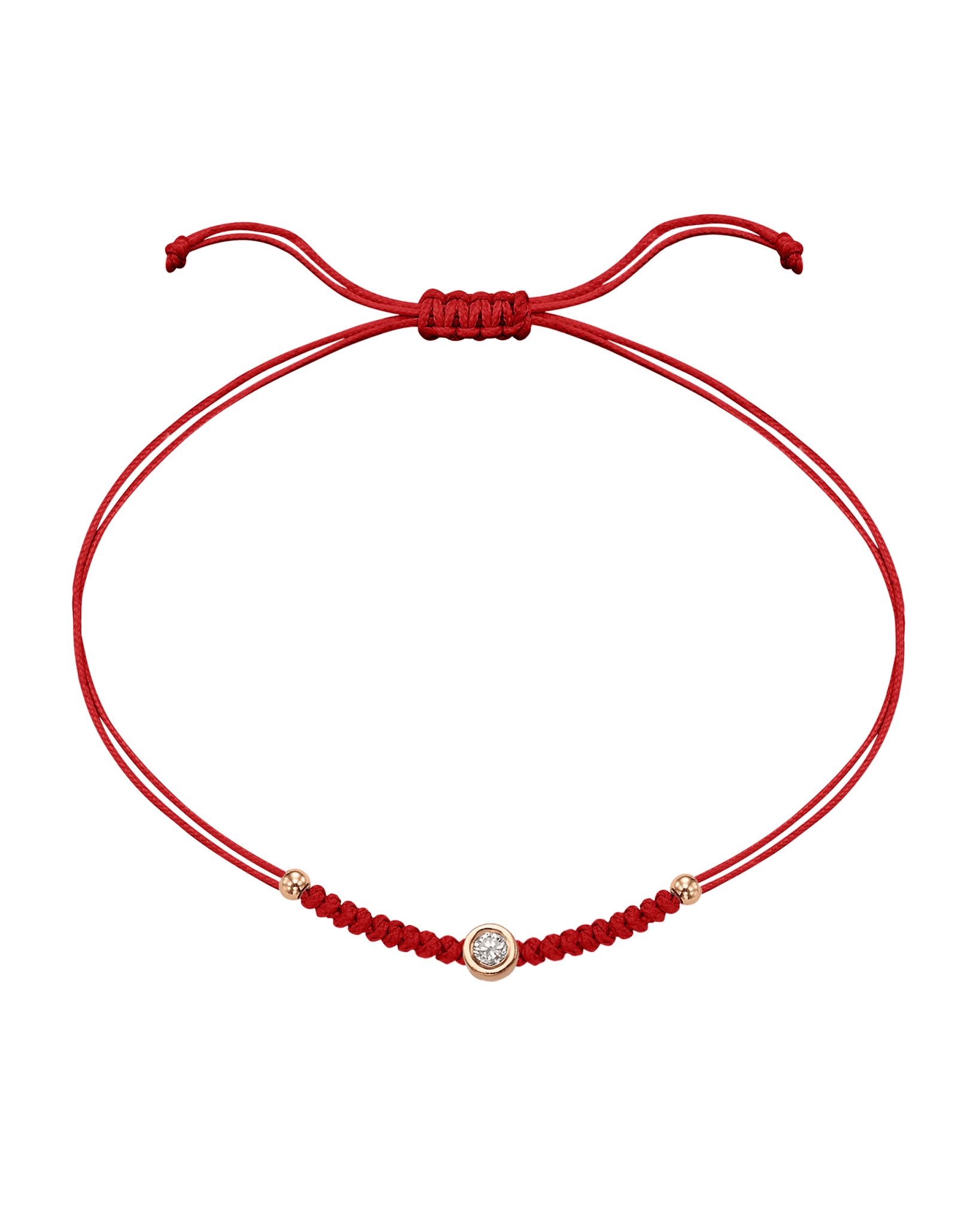 Solid Gold Sphere String of Love - 14K Rose Gold Bracelet 14K Solid Gold Red Medium: 0.04ct 