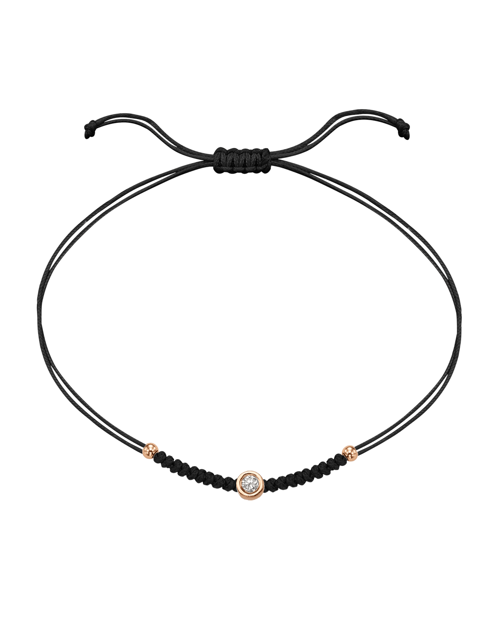 Solid Gold Sphere String of Love - 14K Rose Gold Bracelet 14K Solid Gold Black Medium: 0.04ct 