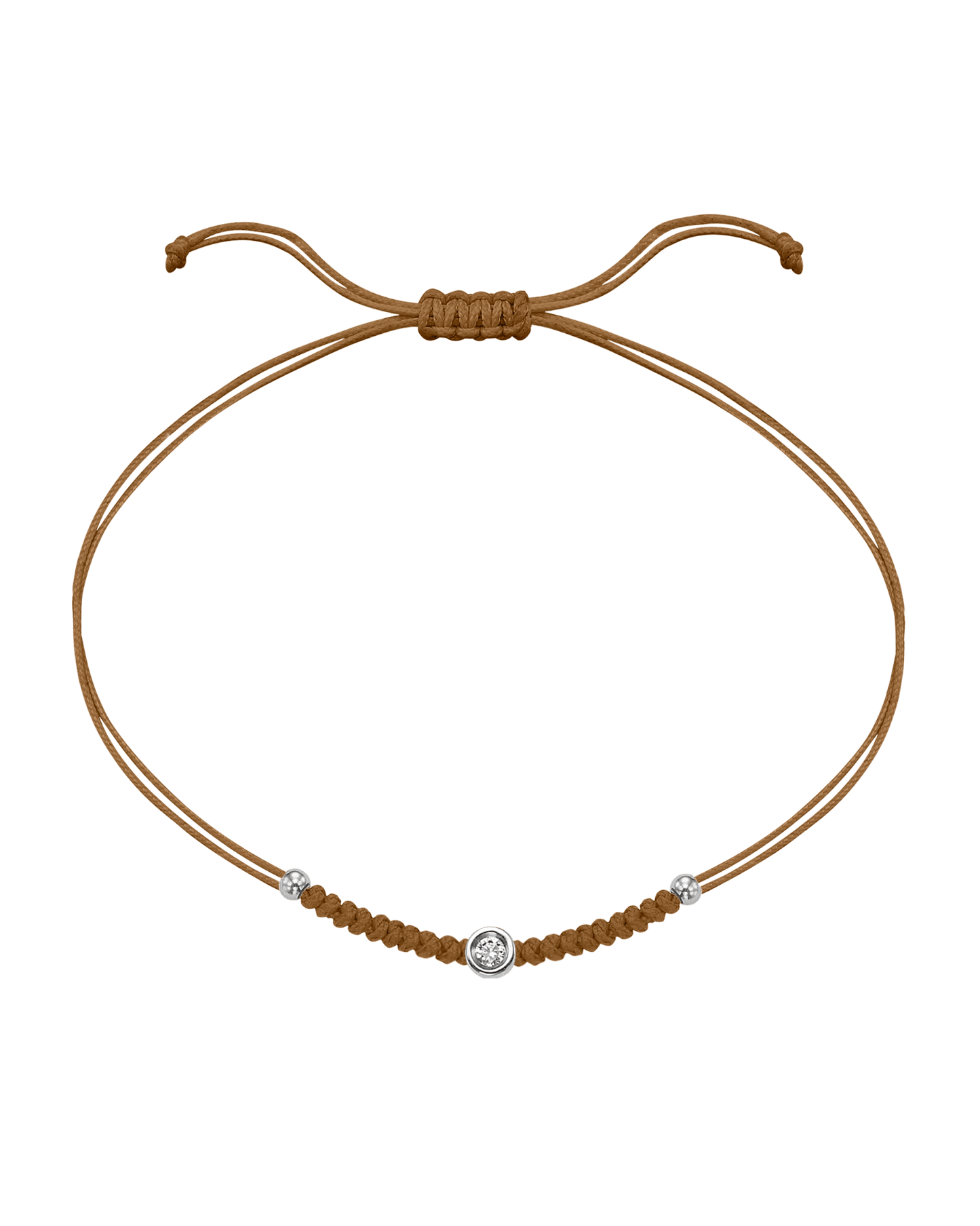 Solid Gold Sphere String of Love - 14K White Gold Bracelet 14K Solid Gold Camel Small: 0.03ct 
