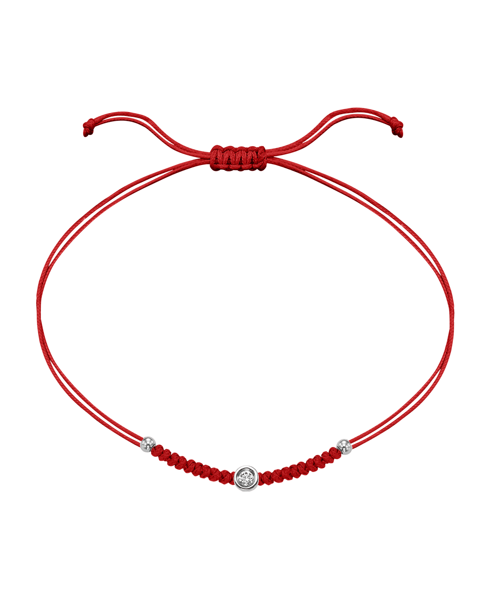 Solid Gold Sphere String of Love - 14K White Gold Bracelet 14K Solid Gold Red Small: 0.03ct 