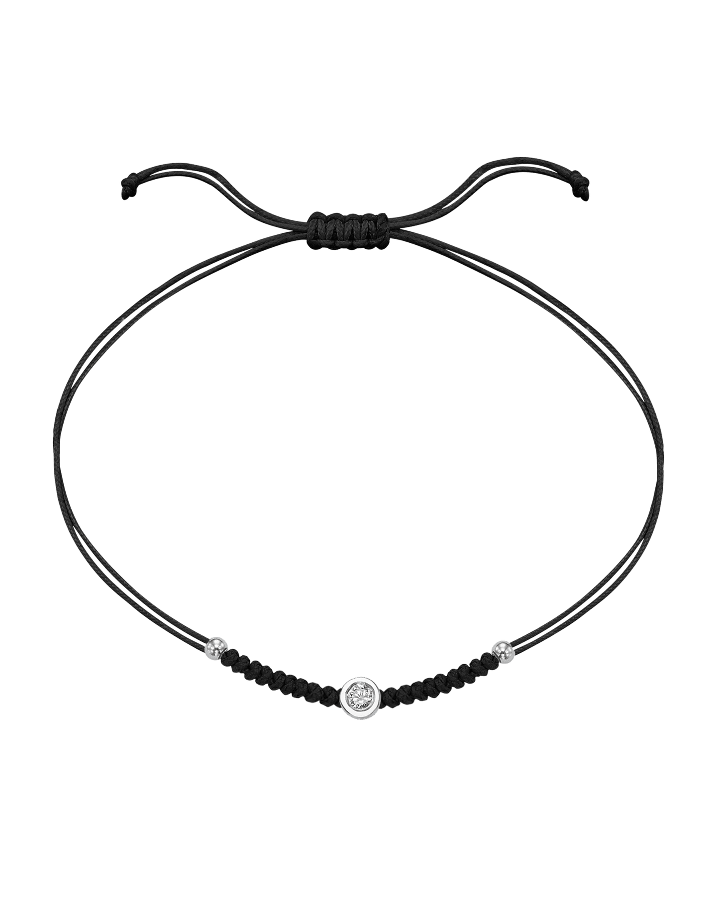 Solid Gold Sphere String of Love - 14K White Gold Bracelet 14K Solid Gold Black Medium: 0.04ct 