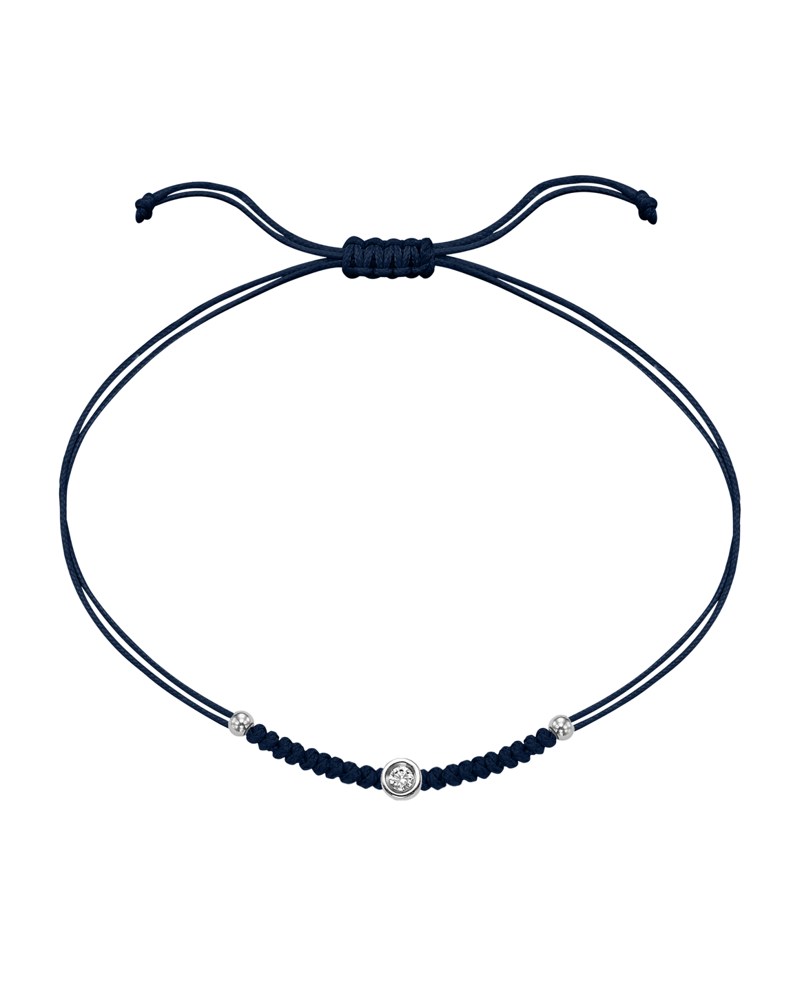 Solid Gold Sphere String of Love - 14K White Gold Bracelet 14K Solid Gold Navy Blue Small: 0.03ct 