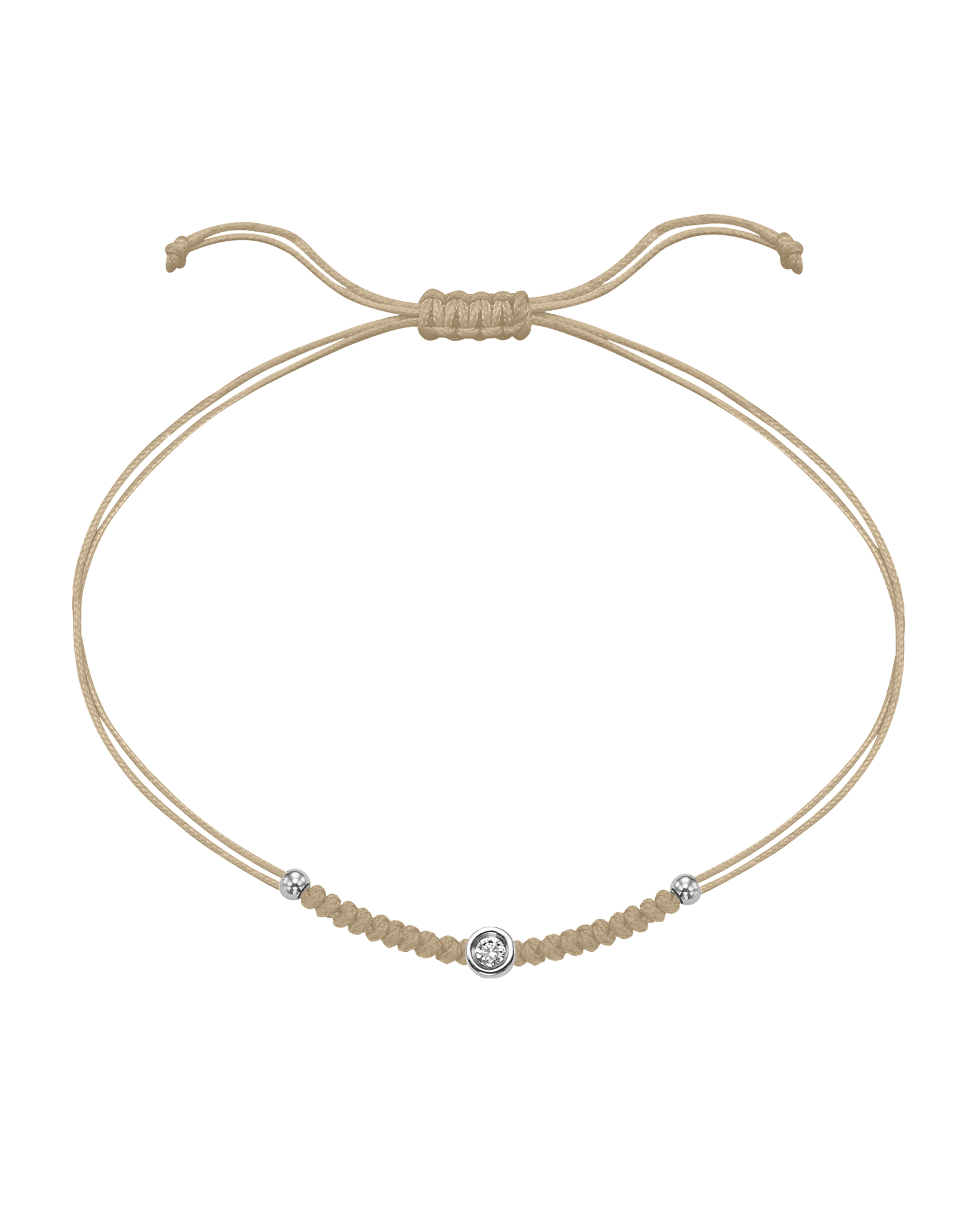 Solid Gold Sphere String of Love - 14K White Gold Bracelet 14K Solid Gold Beige Small: 0.03ct 