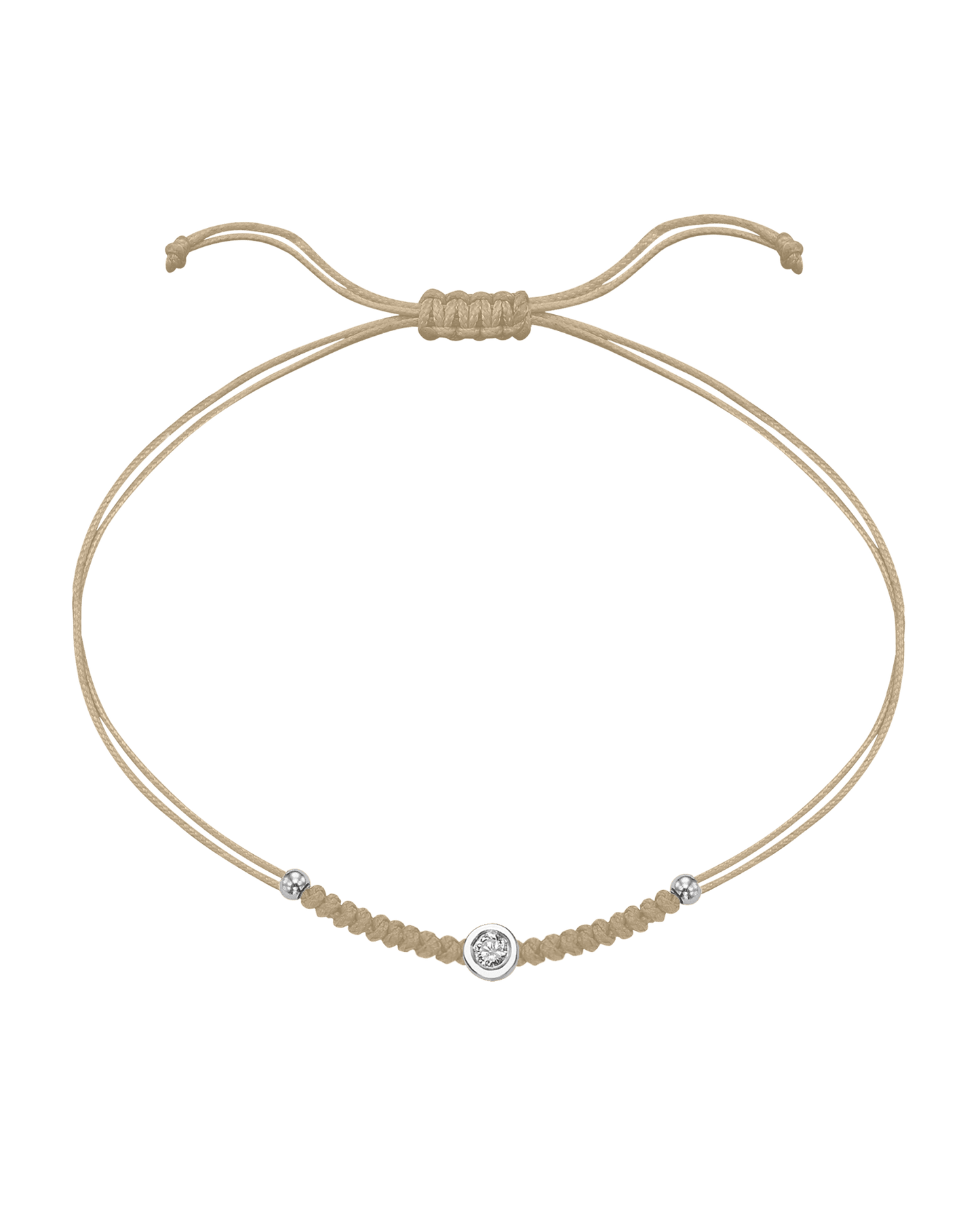 Solid Gold Sphere String of Love - 14K White Gold Bracelet 14K Solid Gold Beige Medium: 0.04ct 