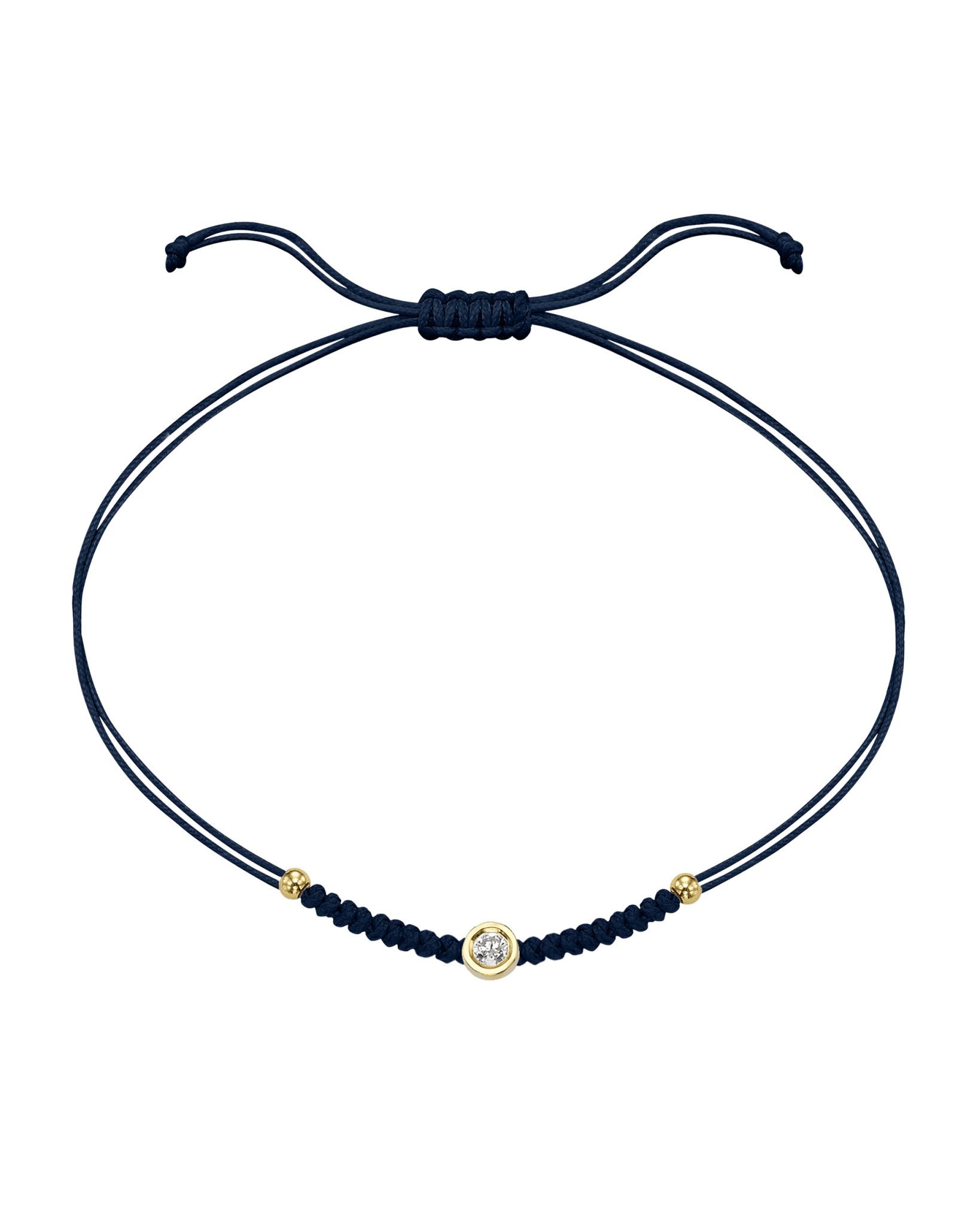Solid Gold Sphere String of Love - 14K Yellow Gold Bracelet 14K Solid Gold Navy Blue Medium: 0.04ct 