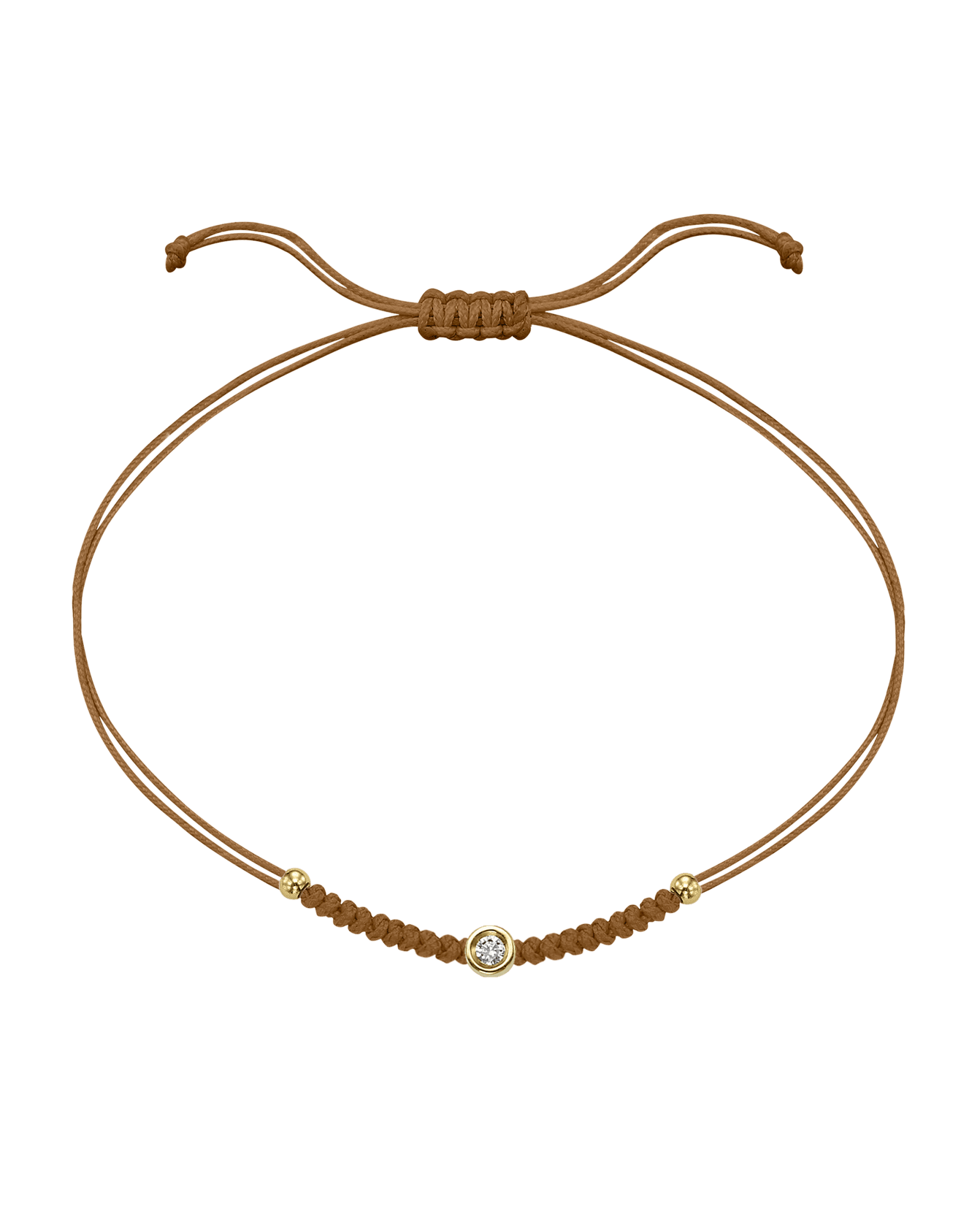 Solid Gold Sphere String of Love - 14K Yellow Gold Bracelet 14K Solid Gold Camel Small: 0.03ct 