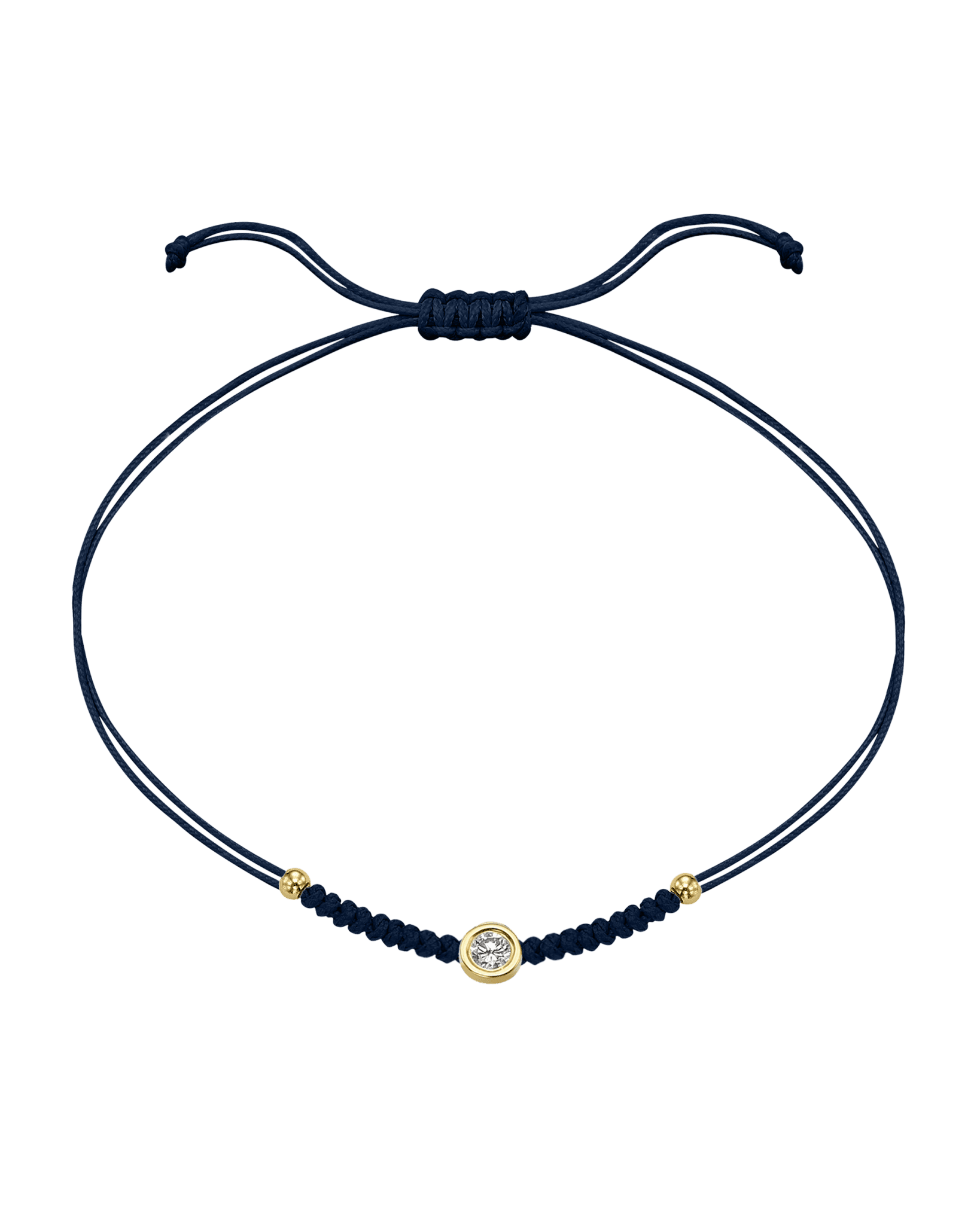Solid Gold Sphere String of Love - 14K Yellow Gold Bracelet 14K Solid Gold Navy Blue Large: 0.1ct 