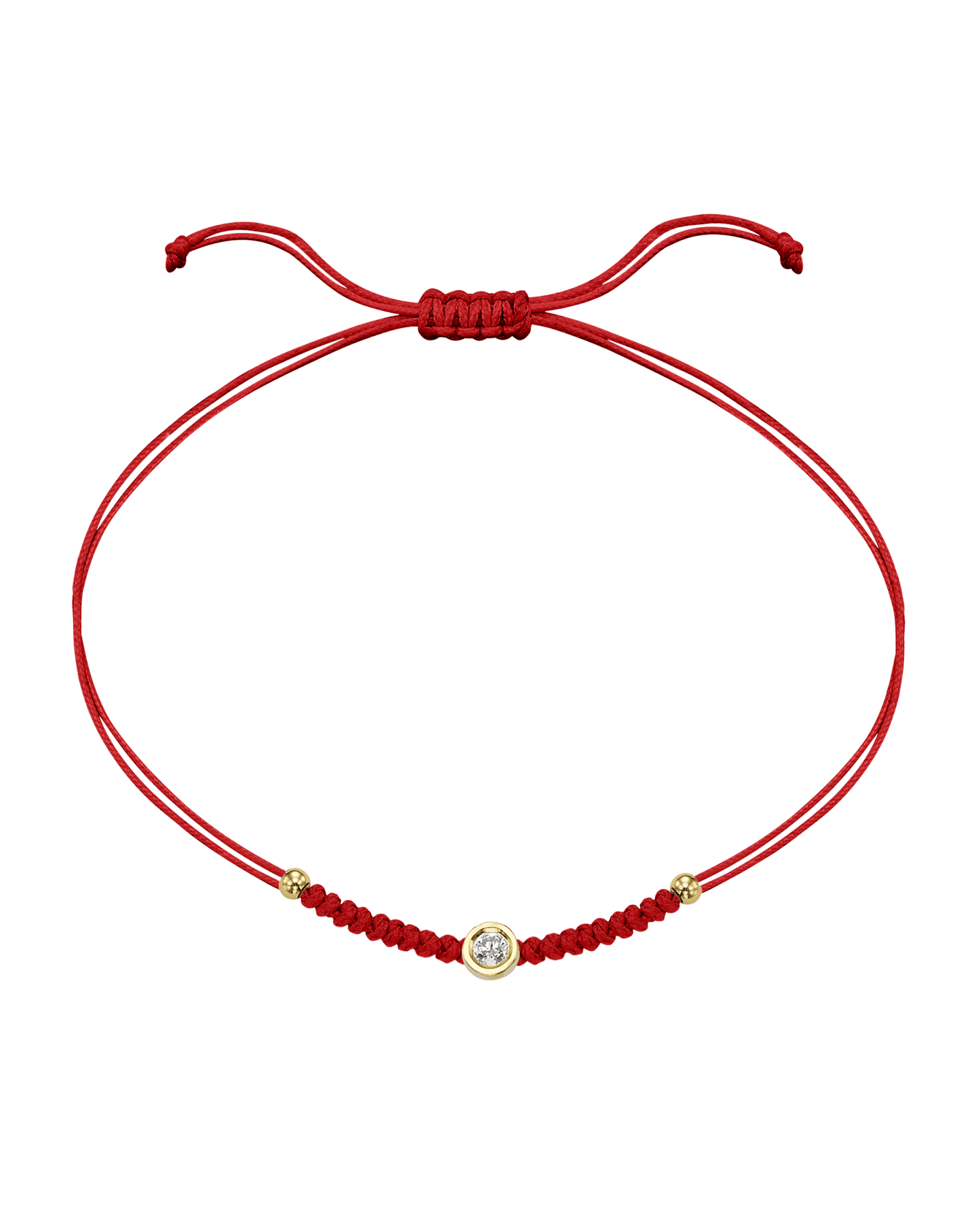 Solid Gold Sphere String of Love - 14K Yellow Gold Bracelet 14K Solid Gold Red Medium: 0.04ct 