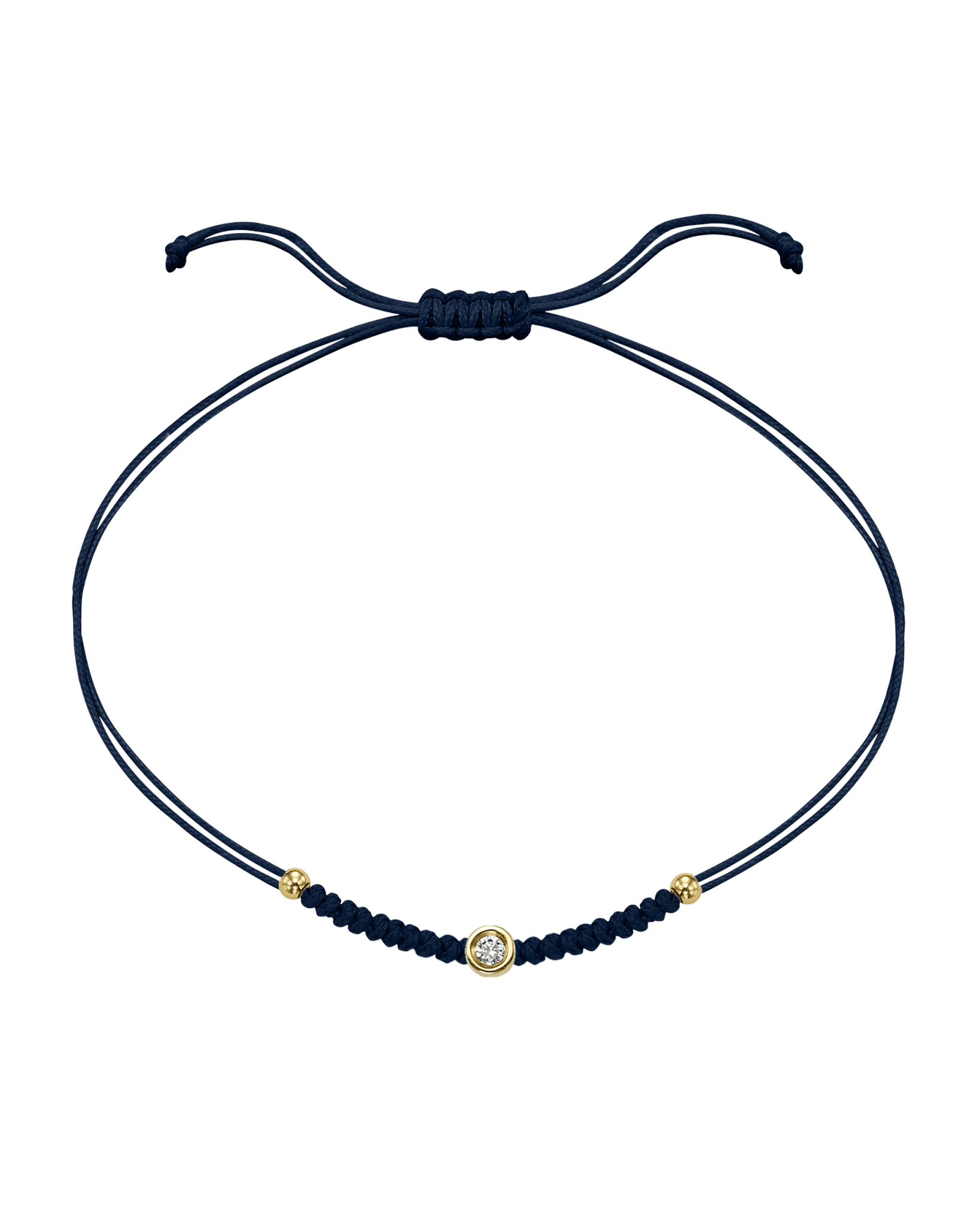 Solid Gold Sphere String of Love - 14K Yellow Gold Bracelet 14K Solid Gold Navy Blue Small: 0.03ct 