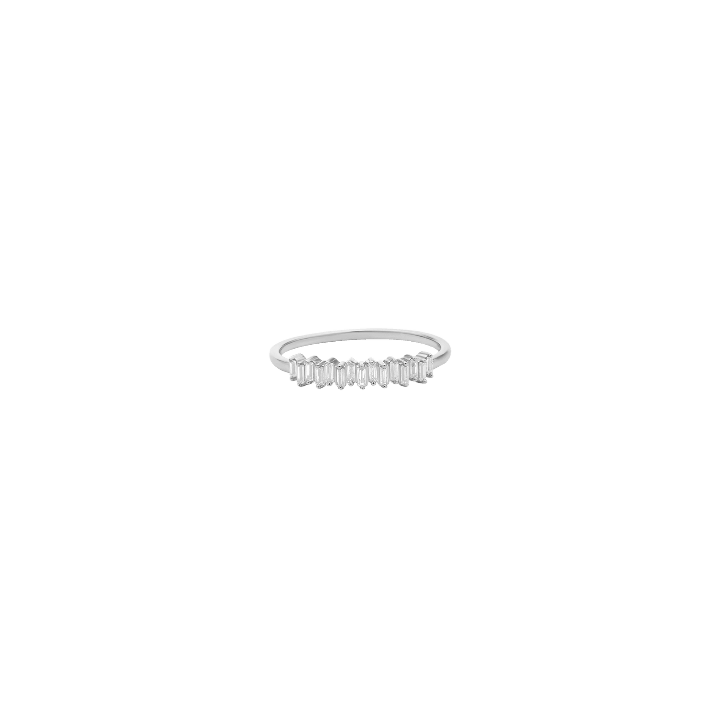 Staggered Diamond Baguette Ring - 14K White Gold Rings 14K Solid Gold US 4 