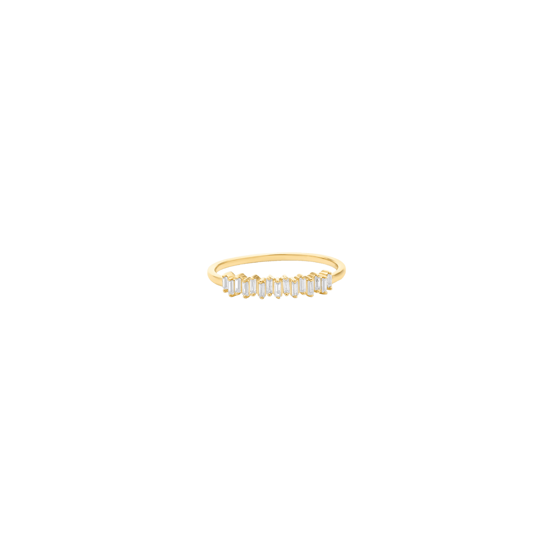 Staggered Diamond Baguette Ring - 14K Yellow Gold Rings 14K Solid Gold US 4 