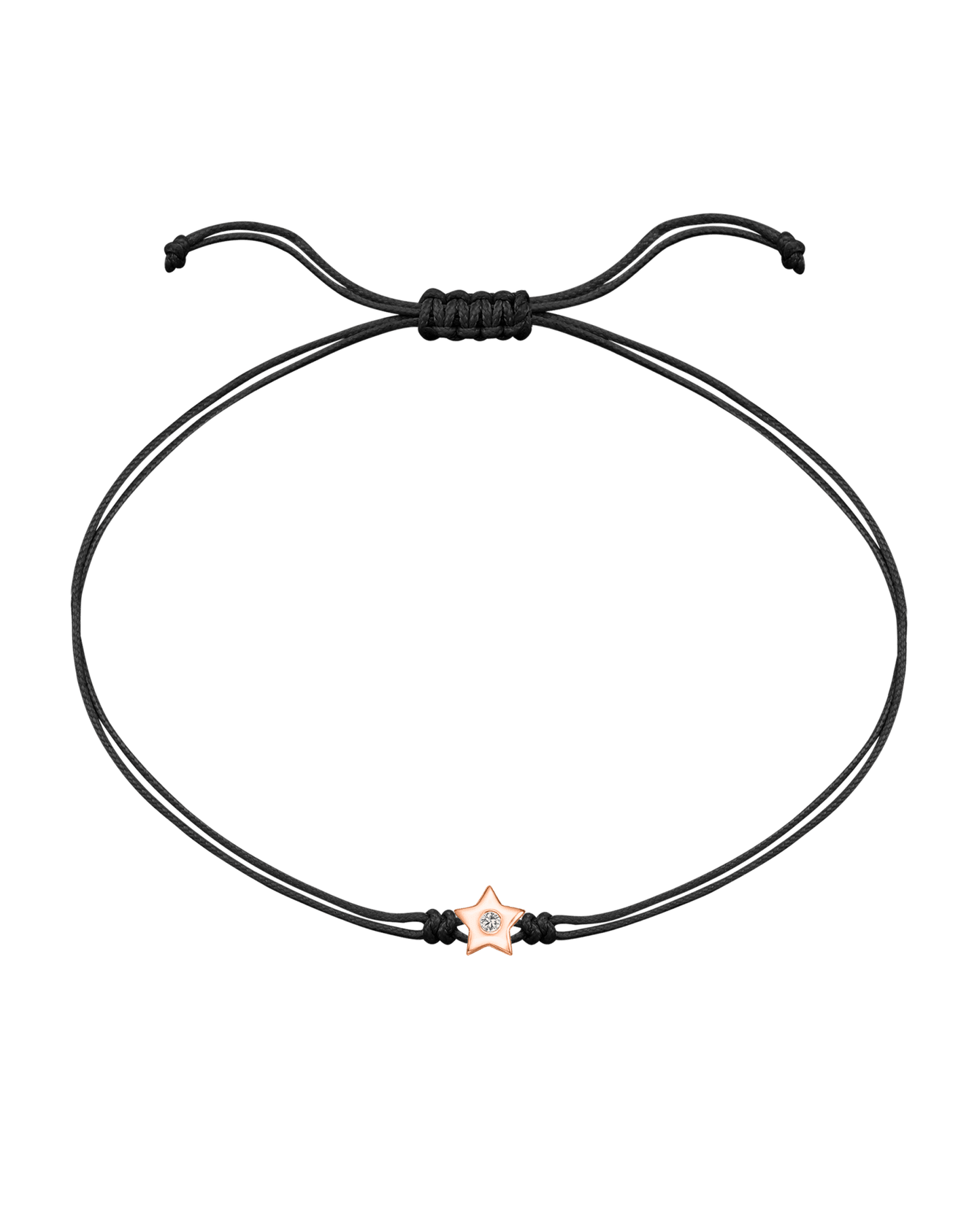 Star Diamond String Of Love - 14K Rose Gold Bracelet 14K Solid Gold Black 