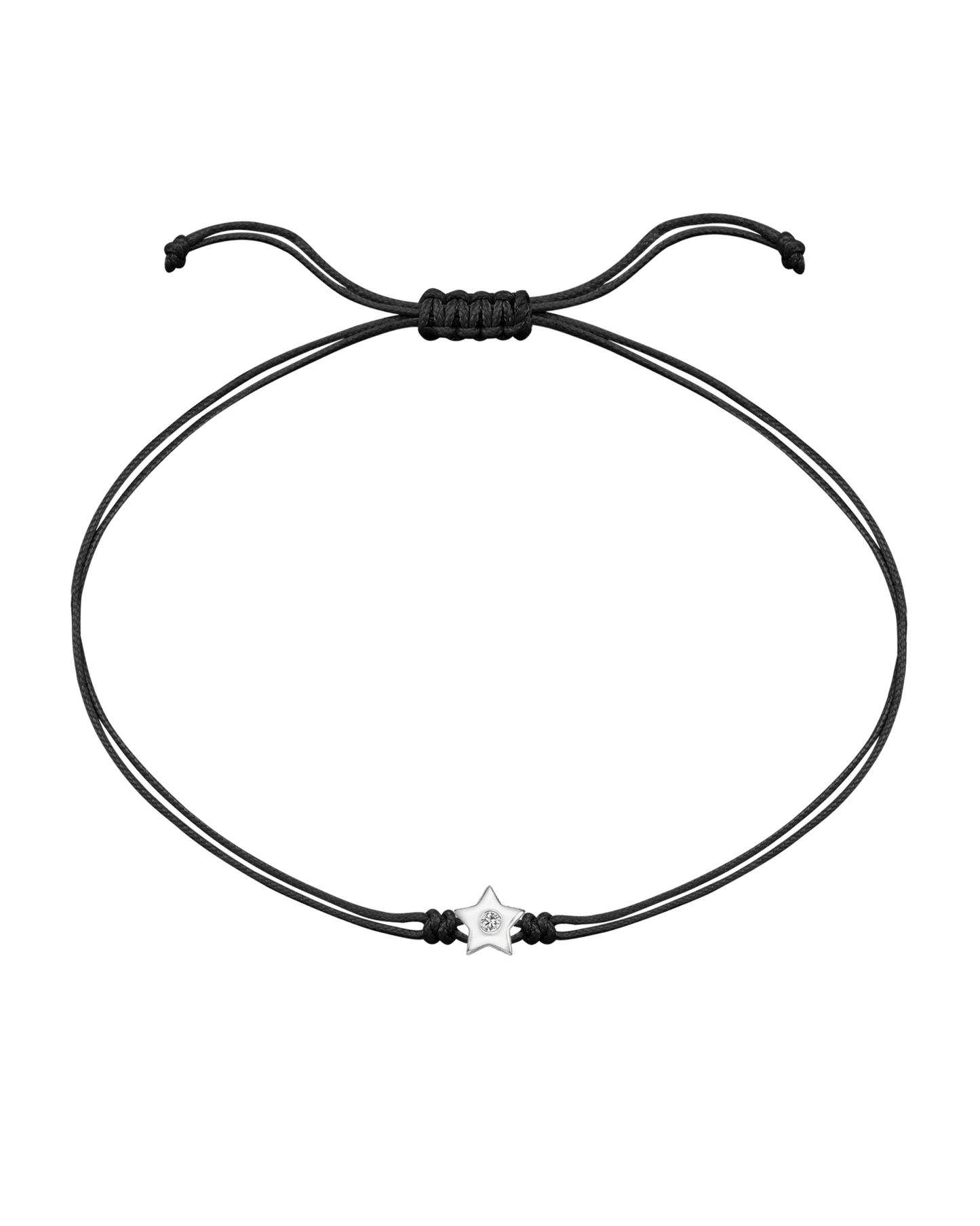 Star Diamond String Of Love - 14K White Gold Bracelet 14K Solid Gold Black 