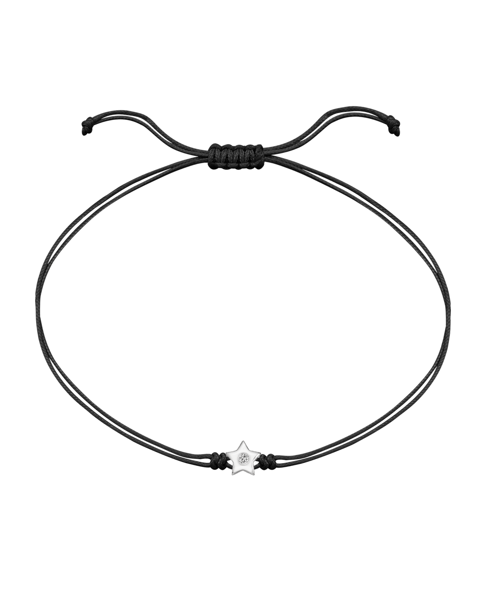 Star Diamond String Of Love - 14K White Gold Bracelet 14K Solid Gold Black 