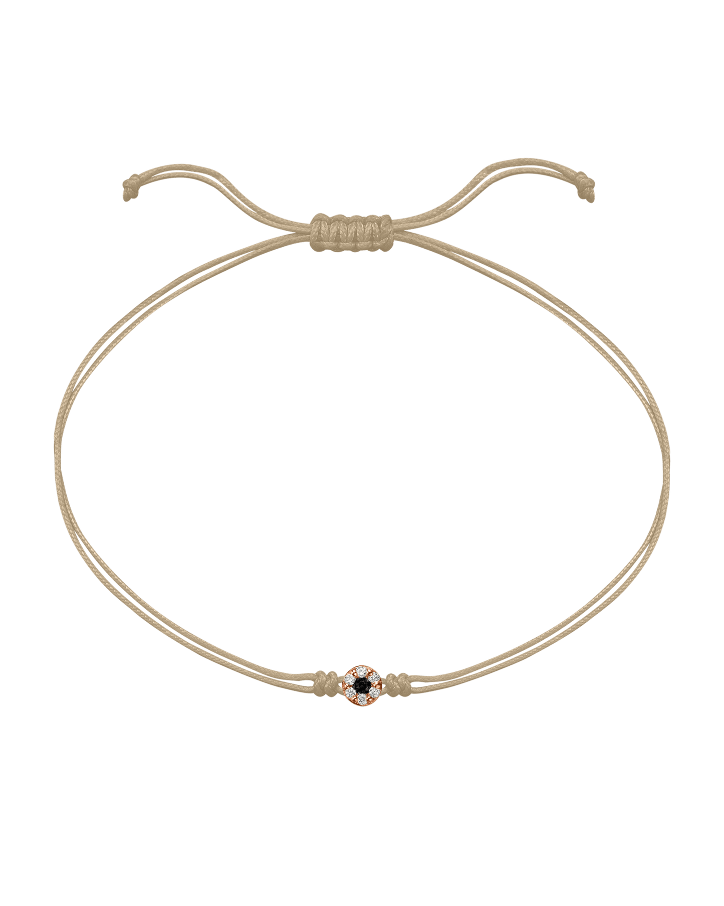 String of Love Diamond and Gemstone - 14K Rose Gold Bracelet 14K Solid Gold Beige Black 