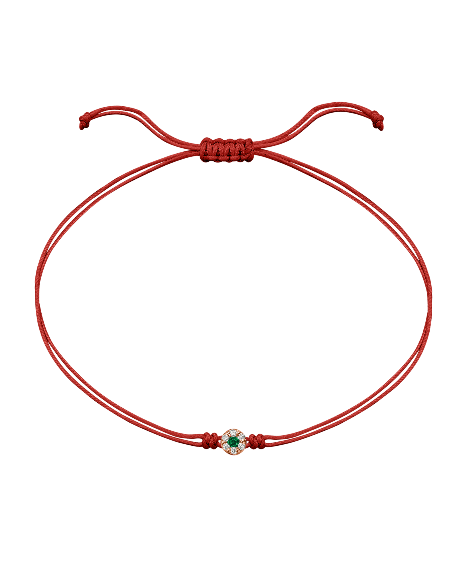 String of Love Diamond and Gemstone - 14K Rose Gold Bracelet 14K Solid Gold Red Emerald 