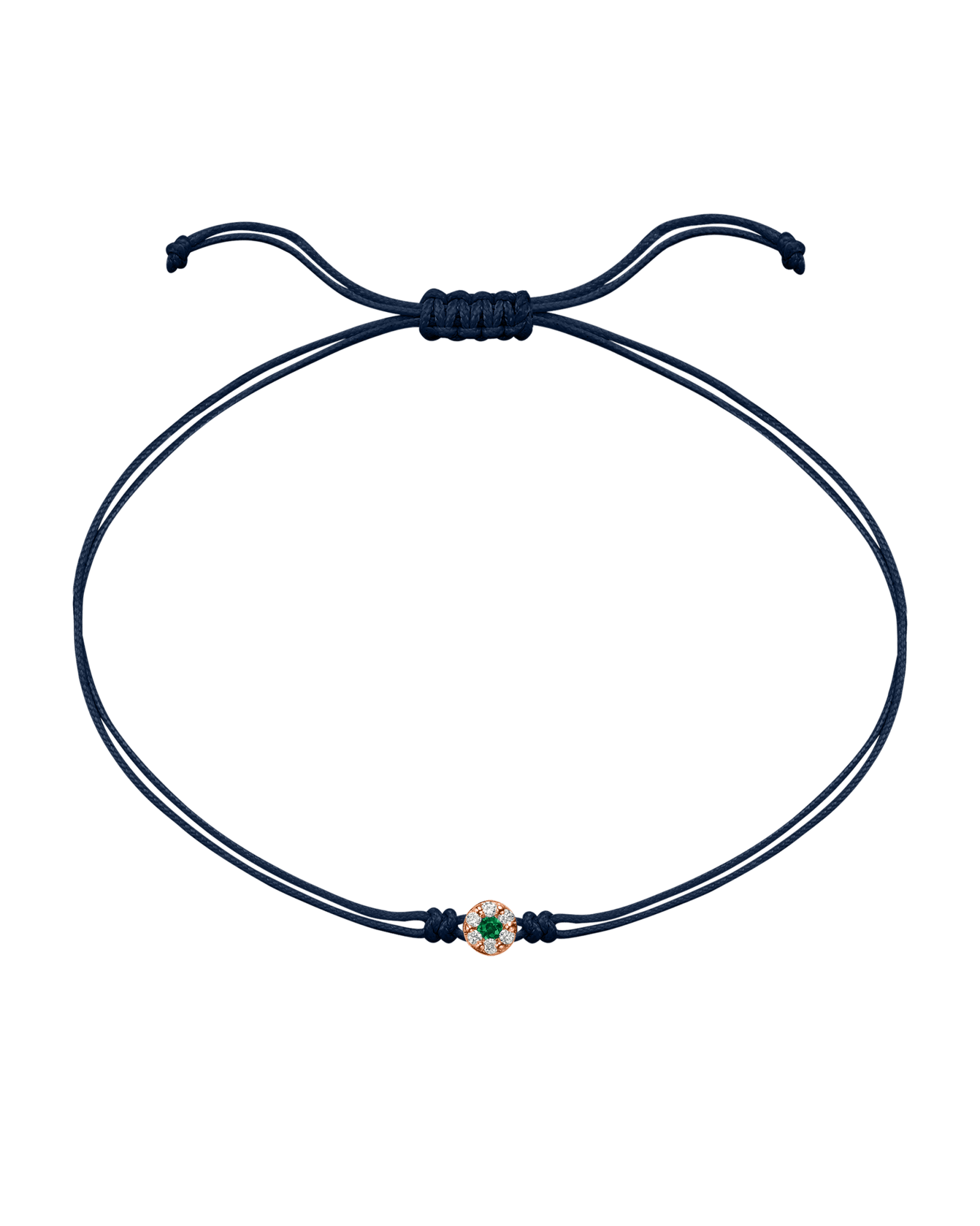 String of Love Diamond and Gemstone - 14K Rose Gold Bracelet 14K Solid Gold Navy Blue Emerald 