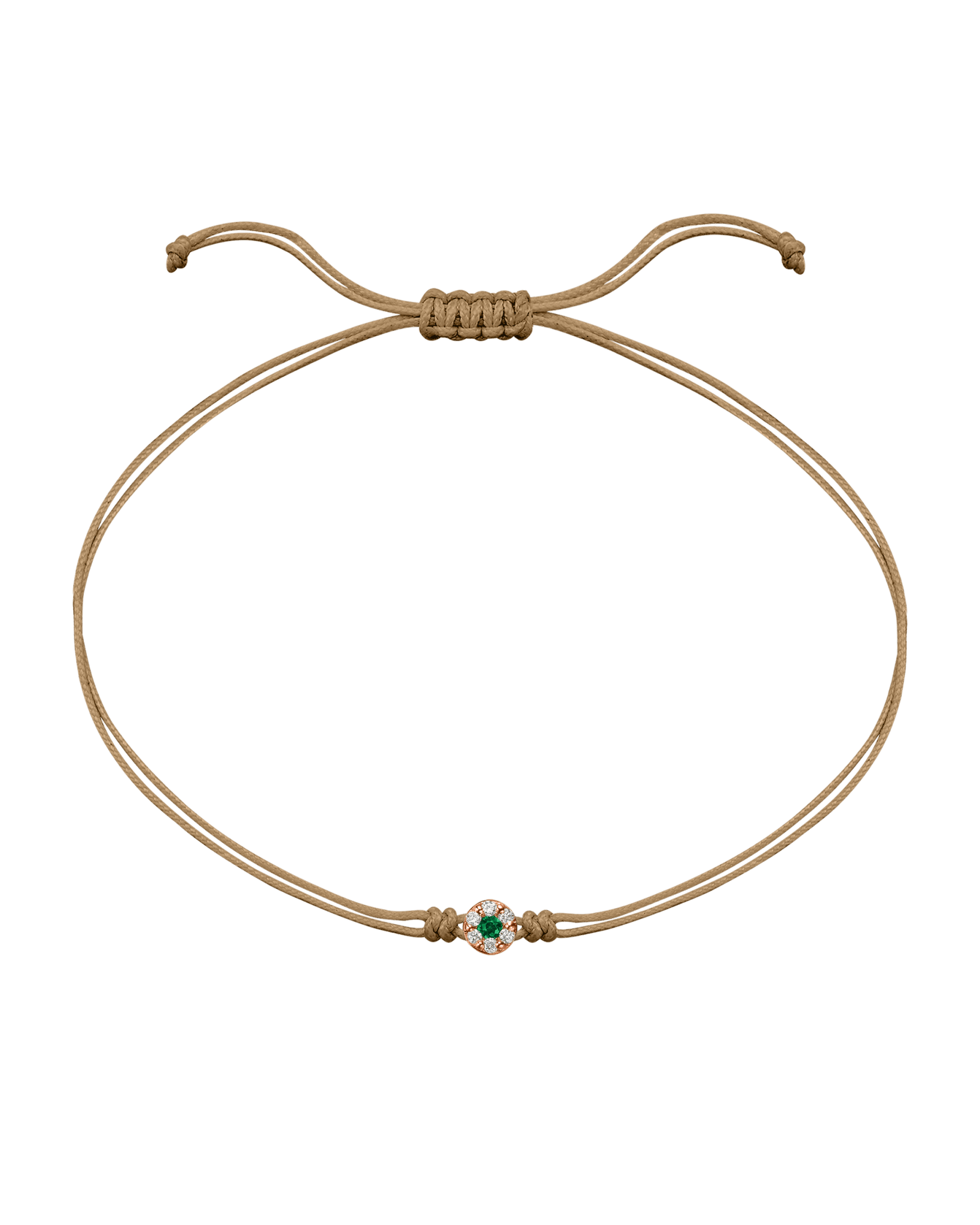 String of Love Diamond and Gemstone - 14K Rose Gold Bracelet 14K Solid Gold Camel Emerald 