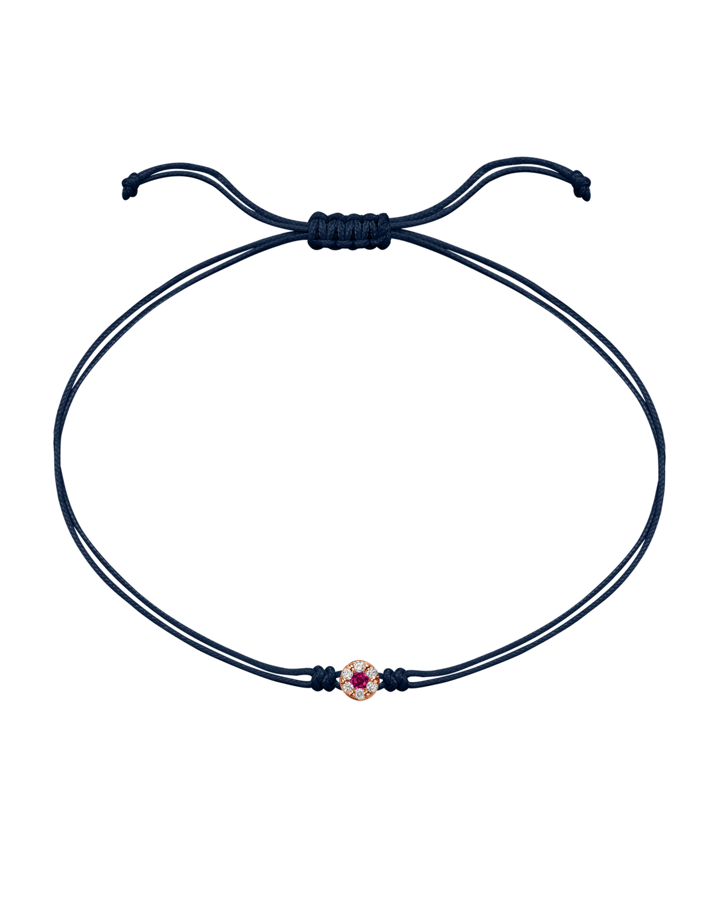 String of Love Diamond and Gemstone - 14K Rose Gold Bracelet 14K Solid Gold Navy Blue Ruby 