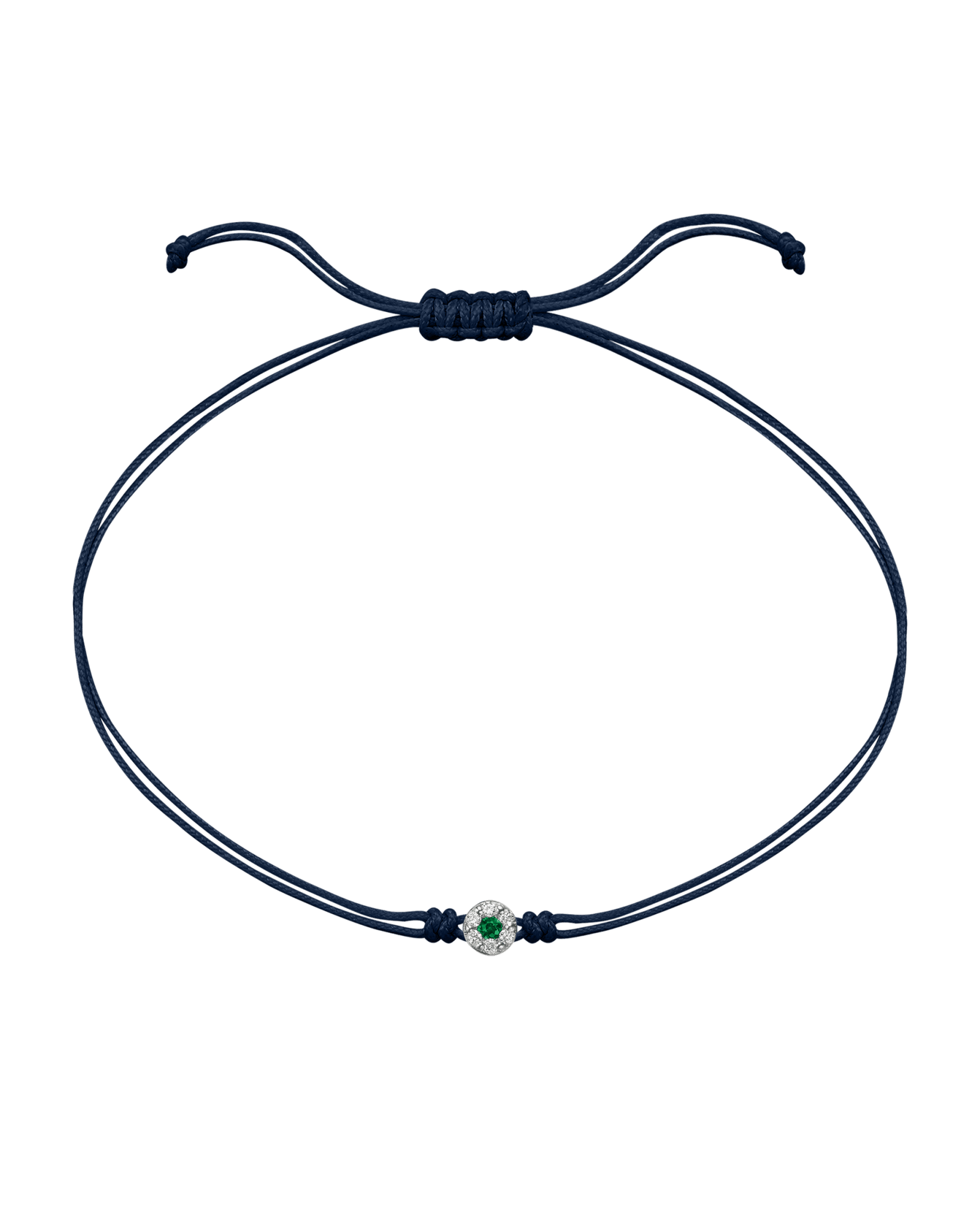 String of Love Diamond and Gemstone - 14K White Gold Bracelet 14K Solid Gold Navy Blue Emerald 