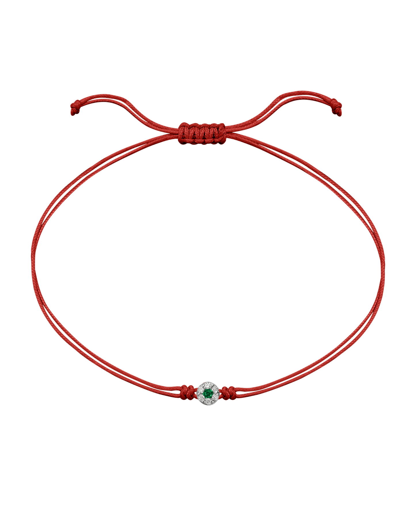 String of Love Diamond and Gemstone - 14K White Gold Bracelet 14K Solid Gold Red Emerald 