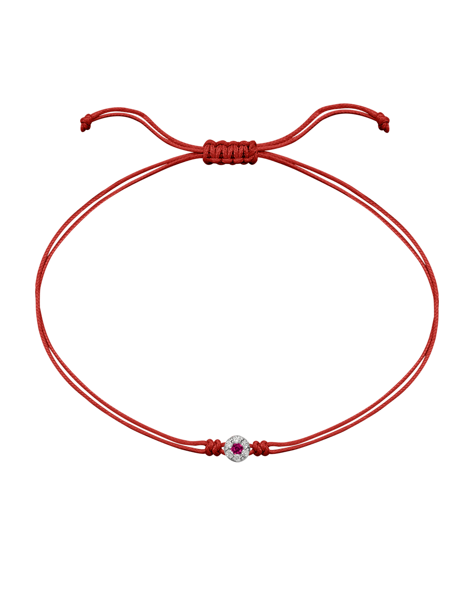 String of Love Diamond and Gemstone - 14K White Gold Bracelet 14K Solid Gold Red Ruby 