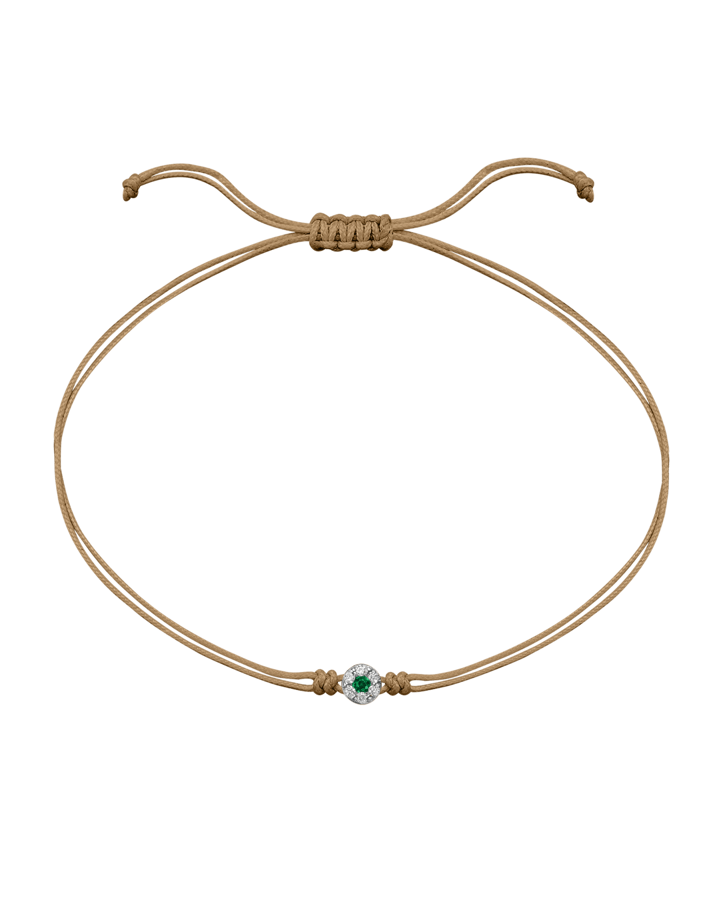 String of Love Diamond and Gemstone - 14K White Gold Bracelet 14K Solid Gold Camel Emerald 