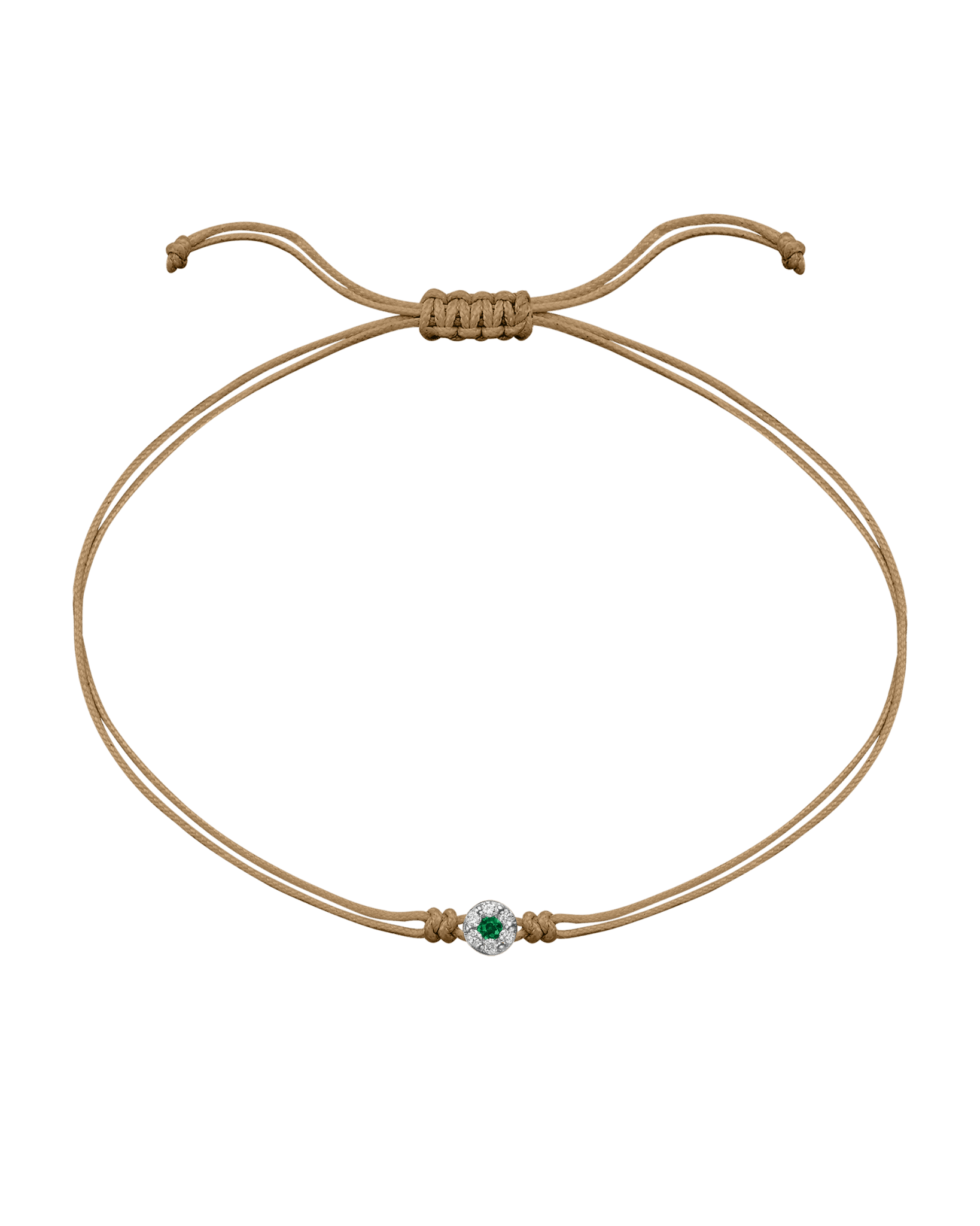 String of Love Diamond and Gemstone - 14K White Gold Bracelet 14K Solid Gold Camel Emerald 