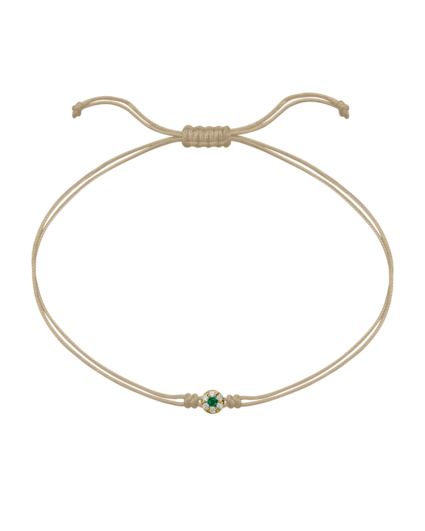 String of Love Diamond and Gemstone - 14K Yellow Gold Bracelet 14K Solid Gold Beige Emerald 