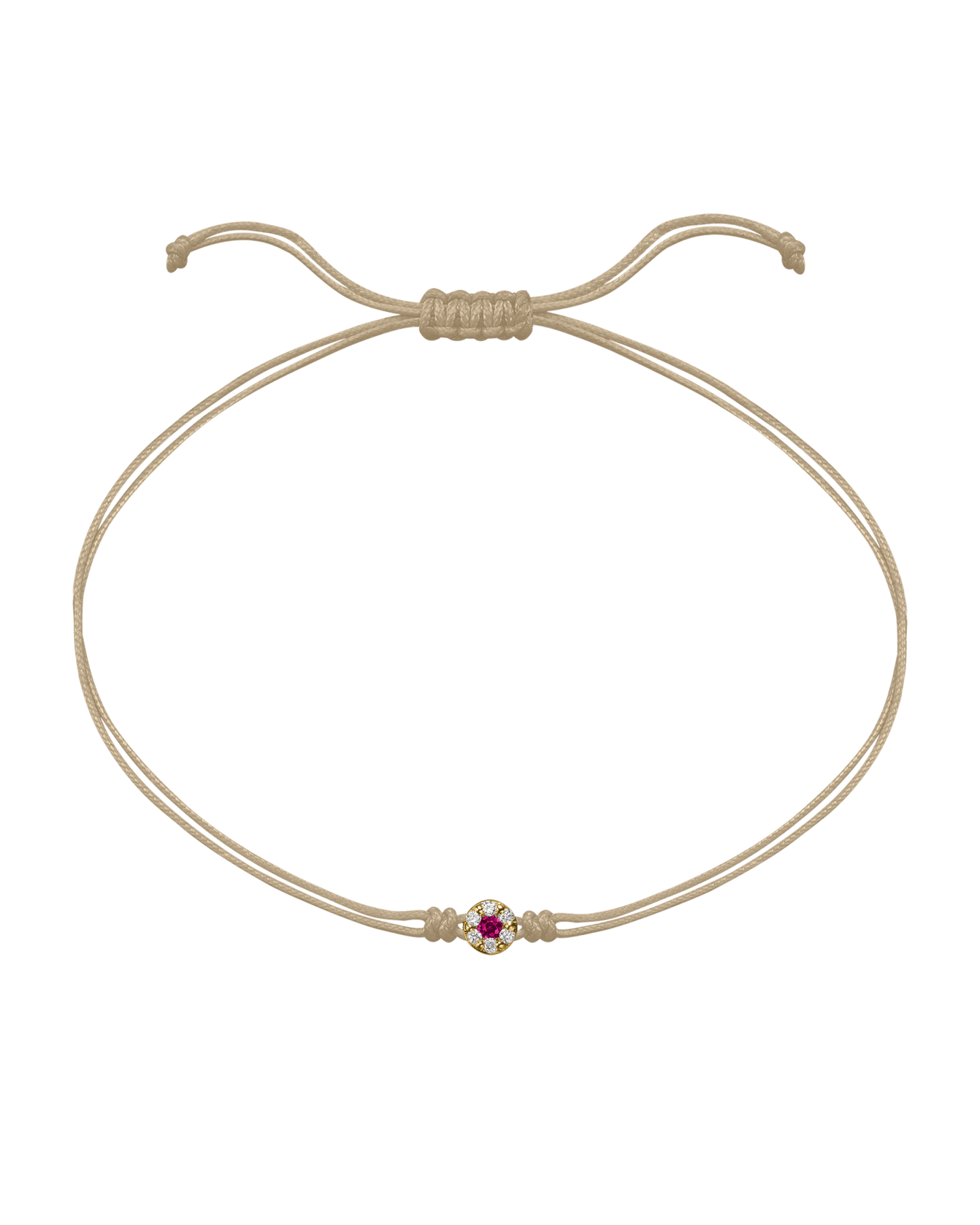 String of Love Diamond and Gemstone - 14K Yellow Gold Bracelet 14K Solid Gold Beige Ruby 