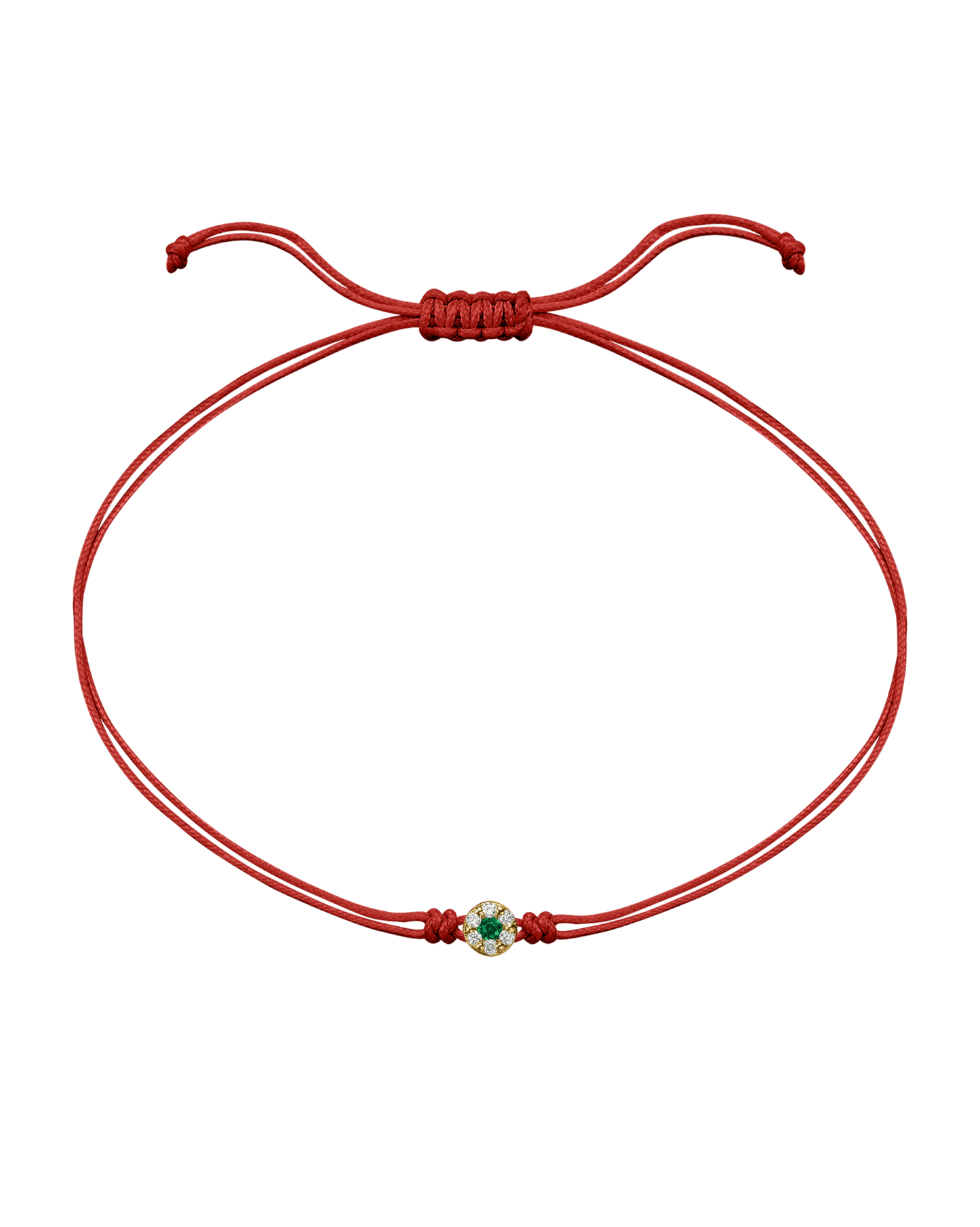 String of Love Diamond and Gemstone - 14K Yellow Gold Bracelet 14K Solid Gold Red Emerald 