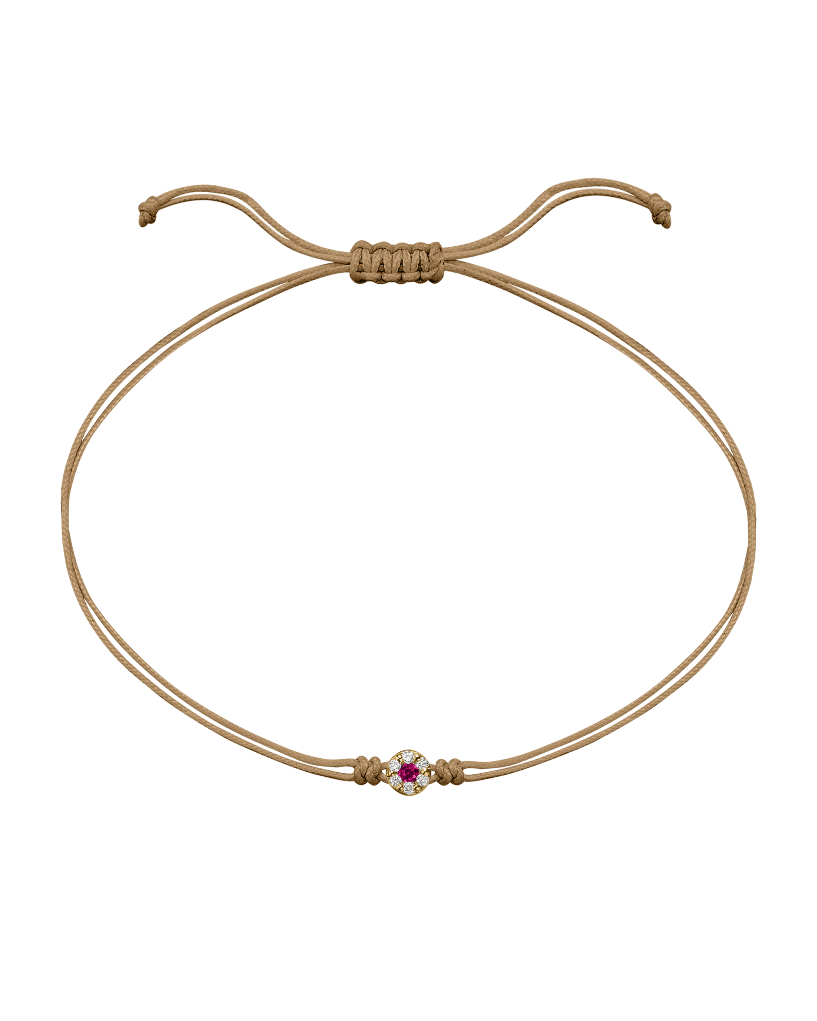 String of Love Diamond and Gemstone - 14K Yellow Gold Bracelet 14K Solid Gold Camel Ruby 