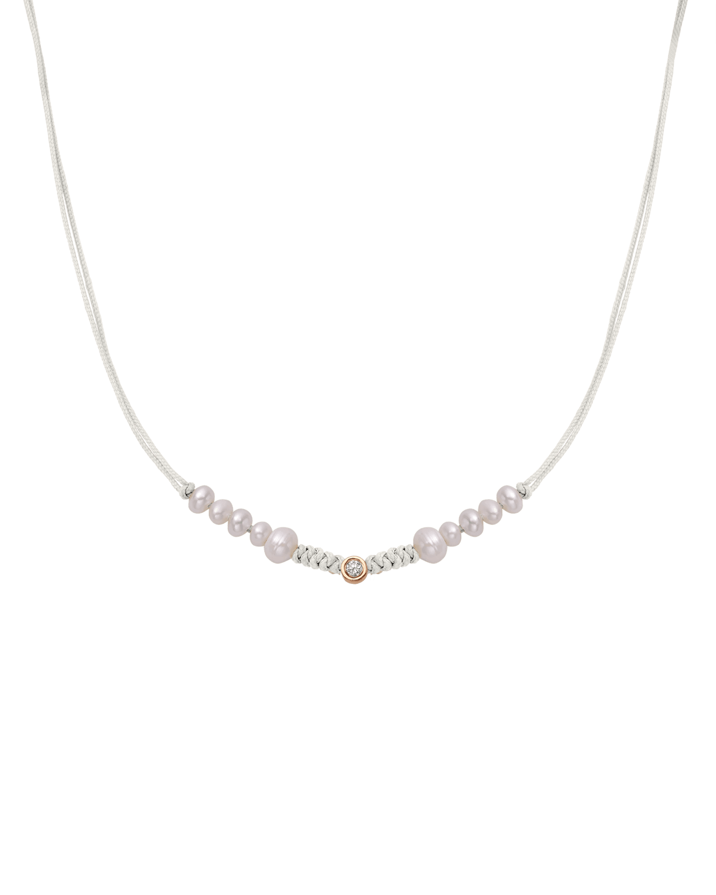 Ten Natural Pearl String of Love Necklace - 14K Rose Gold Necklaces 14K Solid Gold Pearl Medium: 0.04ct 