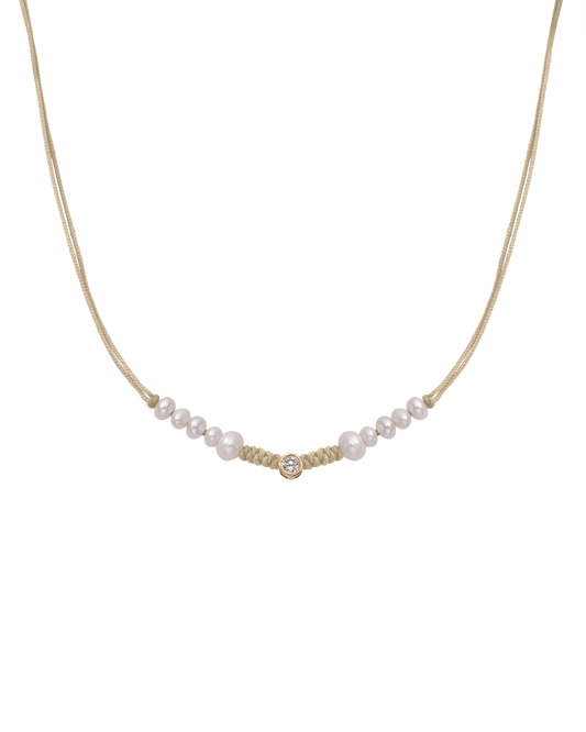 Ten Natural Pearl String of Love Necklace - 14K Rose Gold Necklaces 14K Solid Gold Beige Large: 0.1ct 