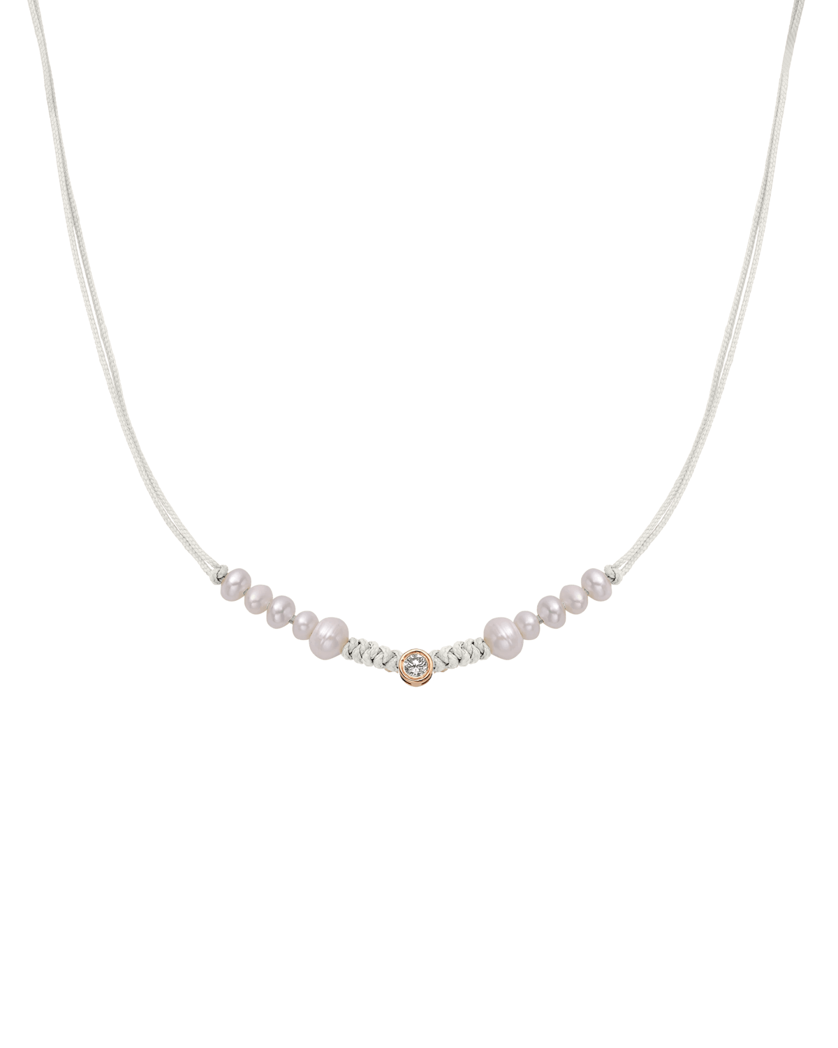Ten Natural Pearl String of Love Necklace - 14K Rose Gold Necklaces 14K Solid Gold Pearl Large: 0.1ct 