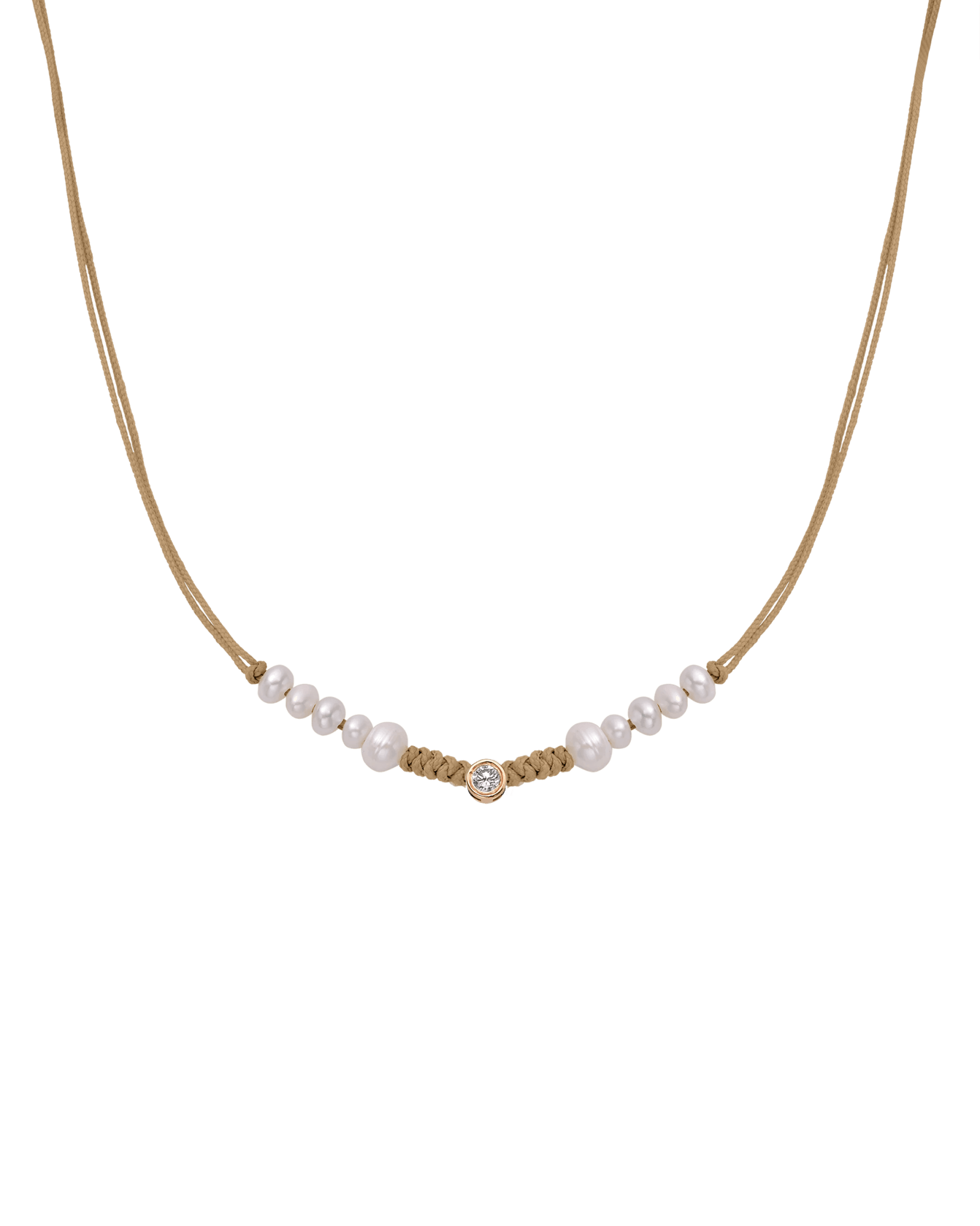 Ten Natural Pearl String of Love Necklace - 14K Rose Gold Necklaces 14K Solid Gold Camel Large: 0.1ct 