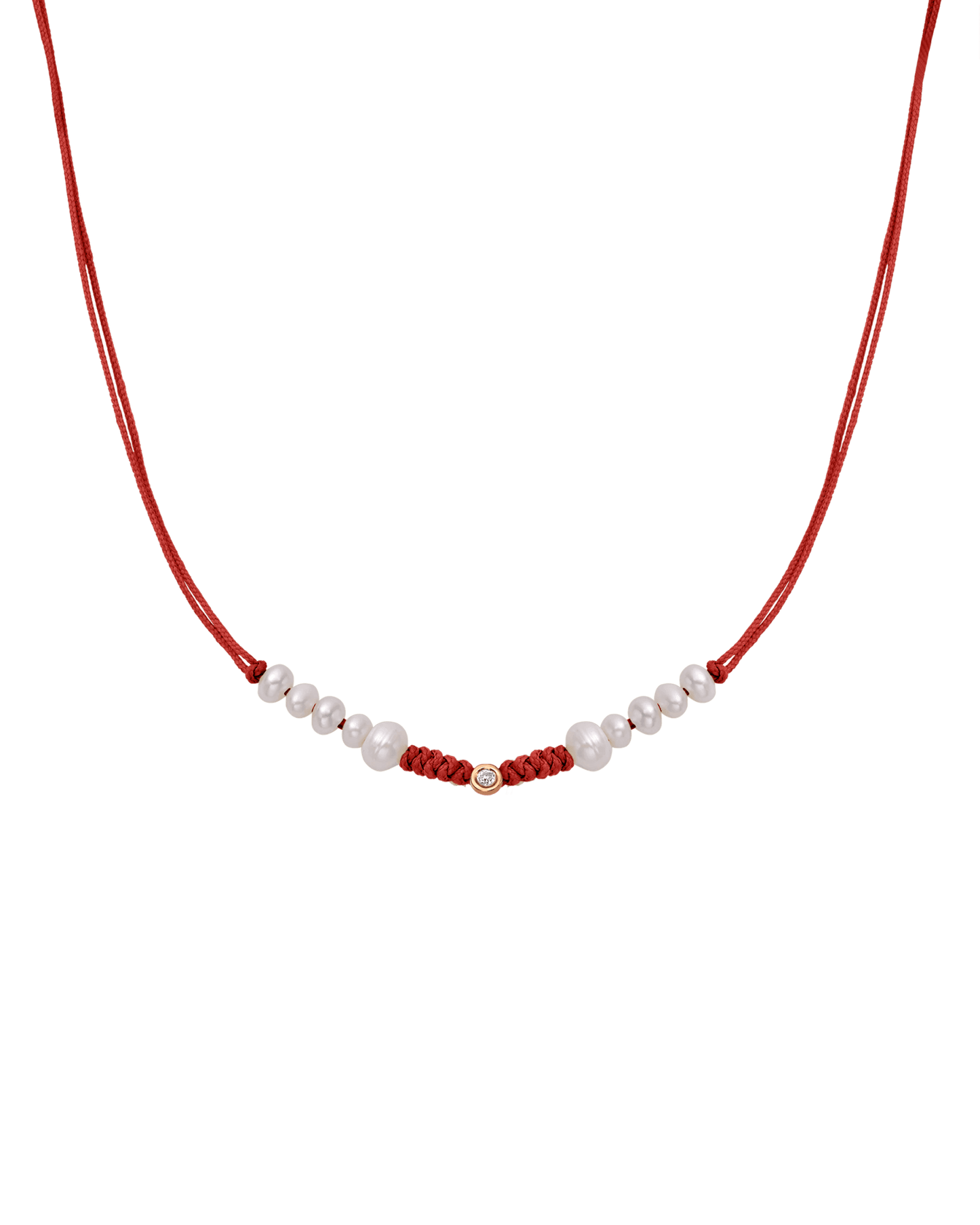 Ten Natural Pearl String of Love Necklace - 14K Rose Gold Necklaces 14K Solid Gold Red Small: 0.03ct 