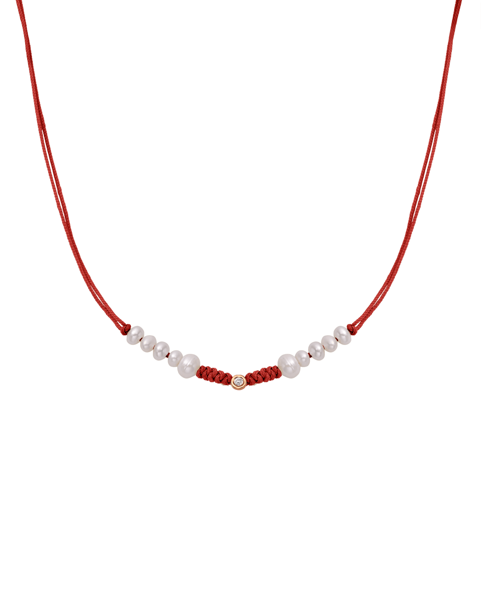 Ten Natural Pearl String of Love Necklace - 14K Rose Gold Necklaces 14K Solid Gold Red Small: 0.03ct 